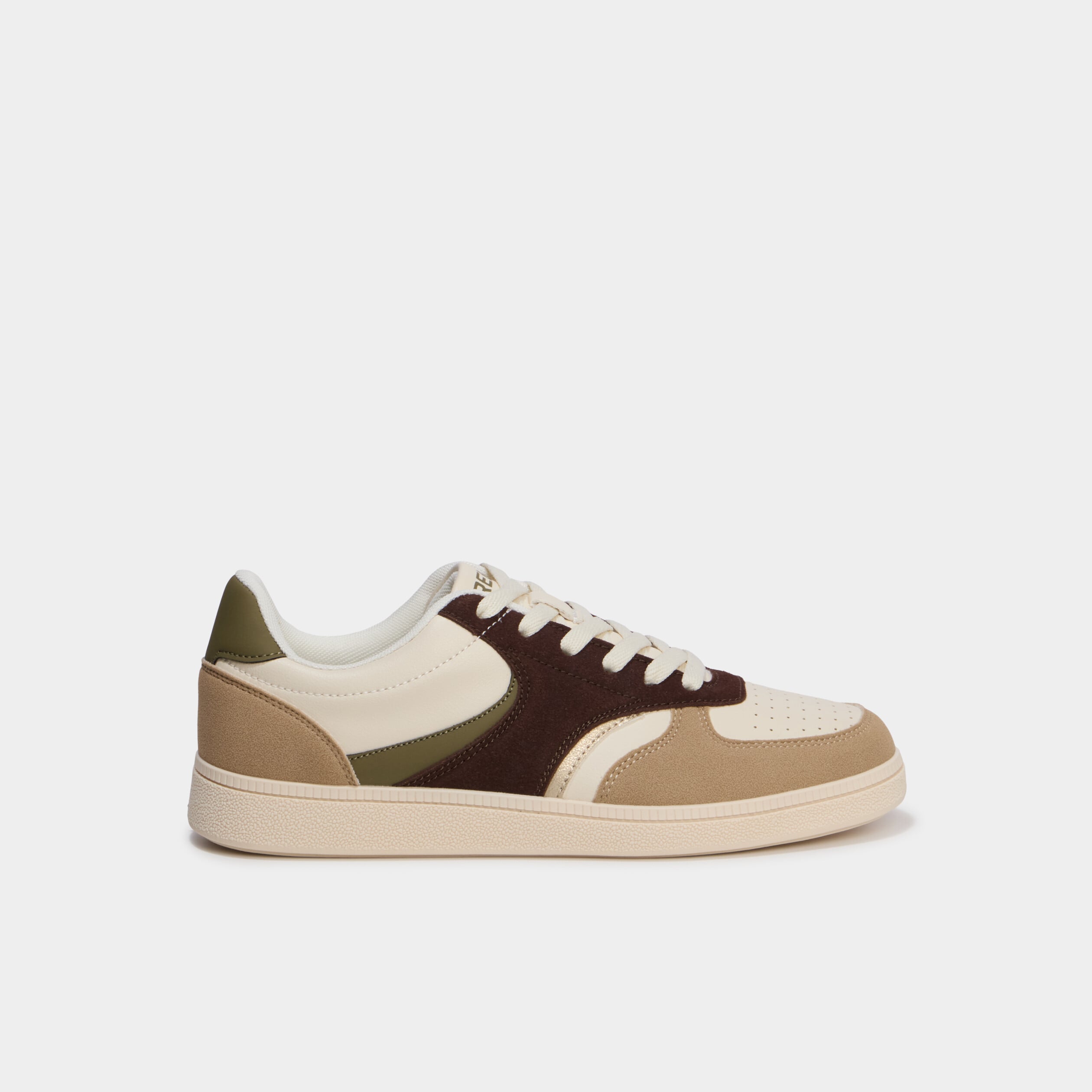 Baskets basses &agrave; lacets vert kaki femme