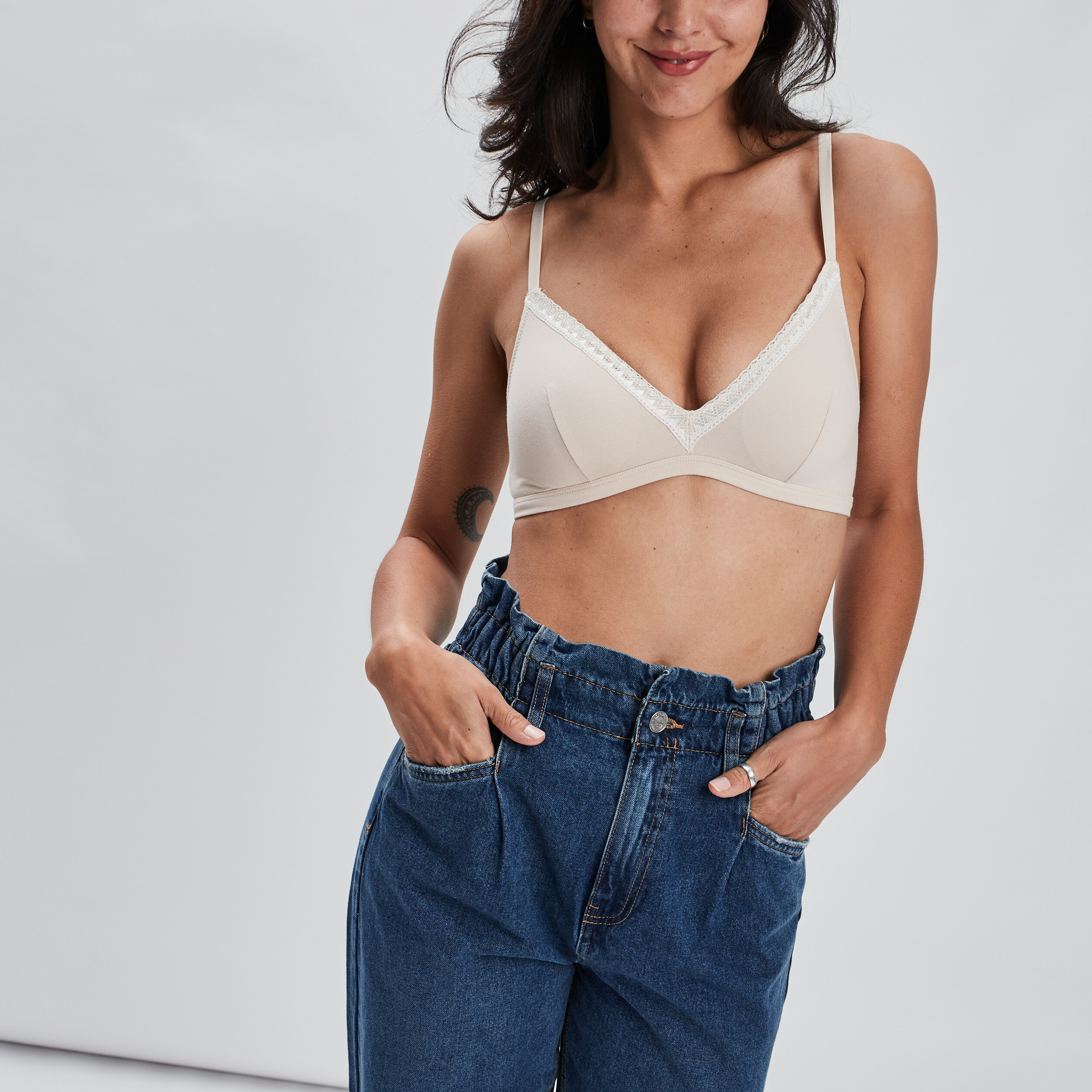 soutien gorge triangle coton a coque rose poudree femme Soutien-gorge triangle coton à coque rose poudrée femme