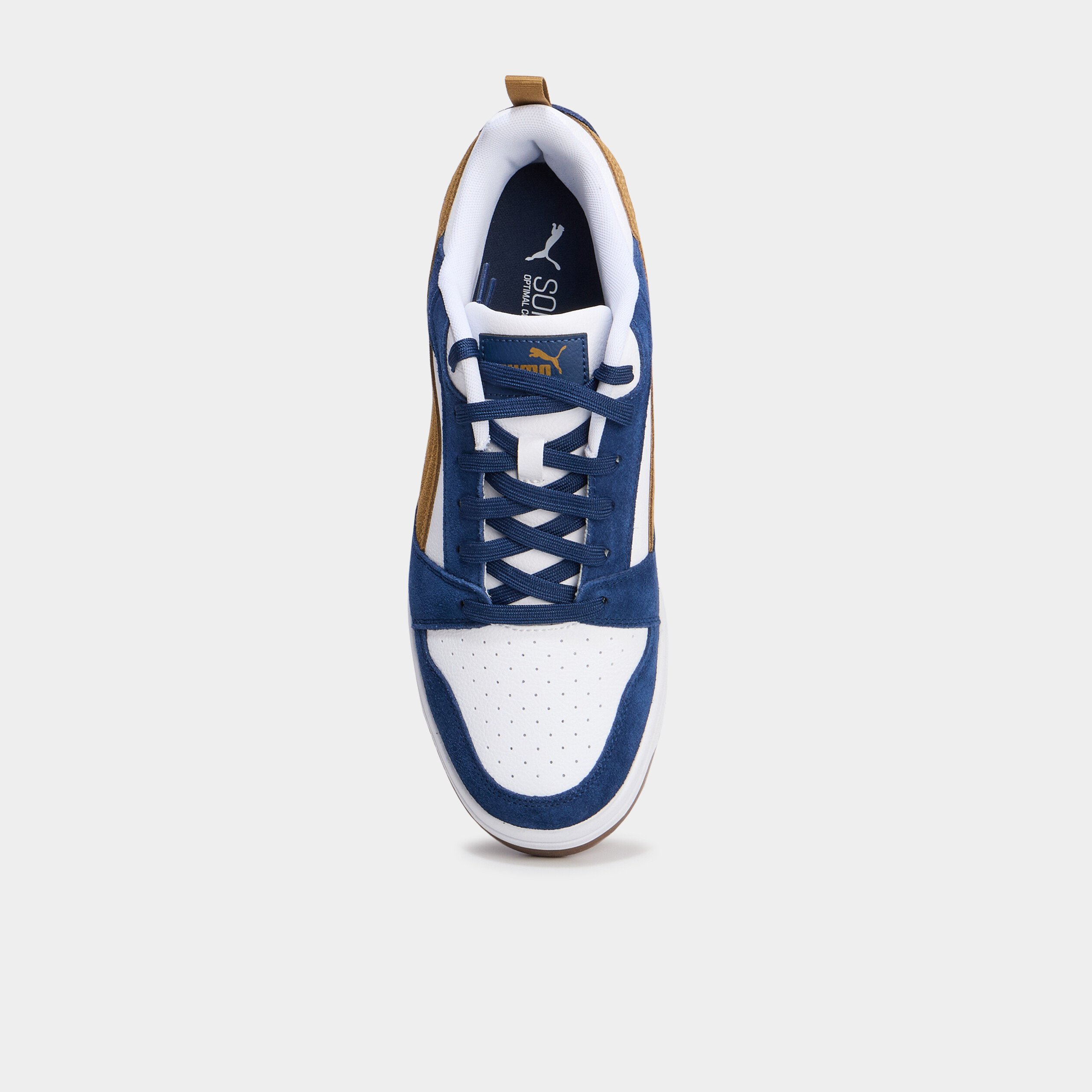 tennis basses a lacets en cuir puma bleu fonce homme Tennis basses à lacets en cuir Puma bleu foncé homme
