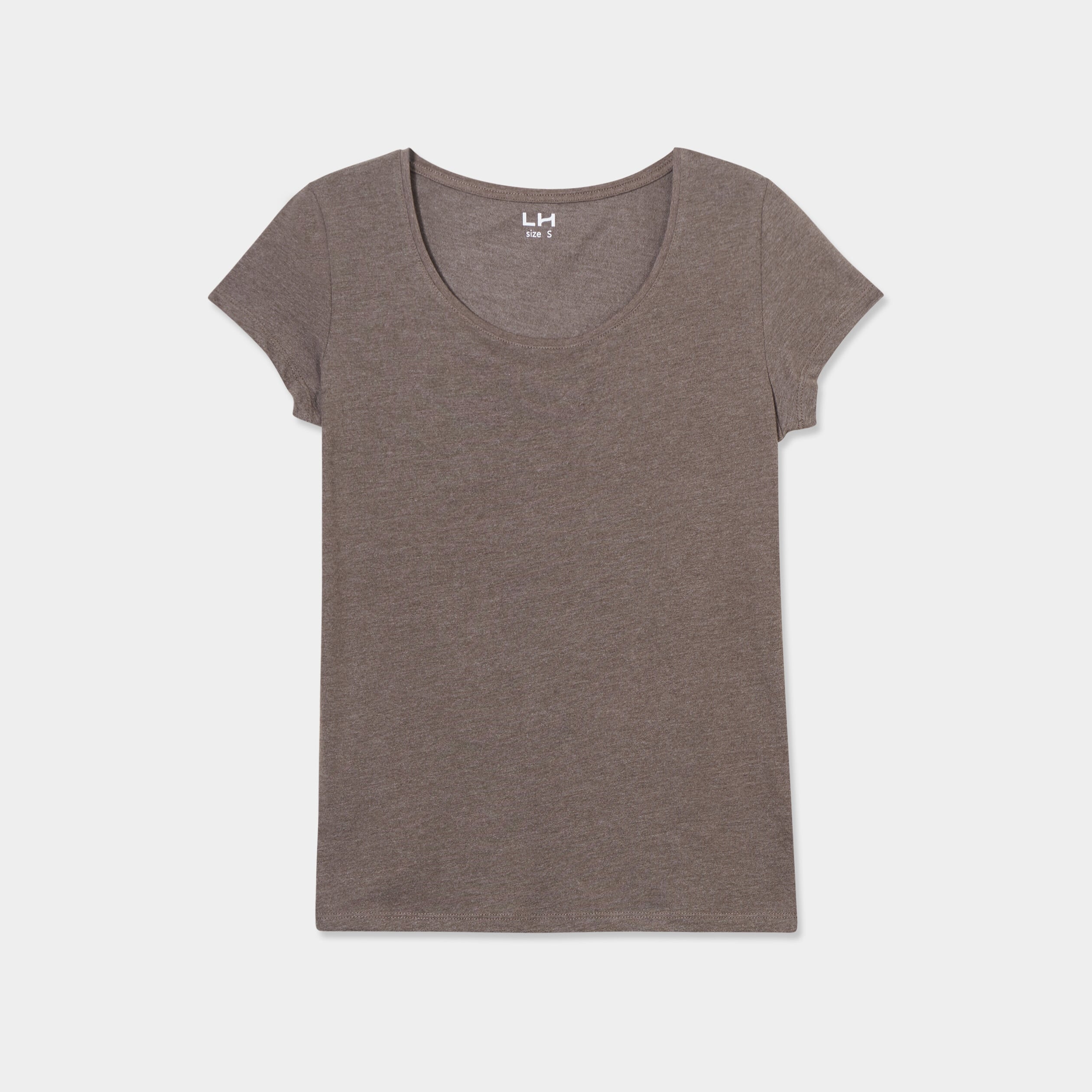 T-shirt manches courtes col rond vert kaki femme