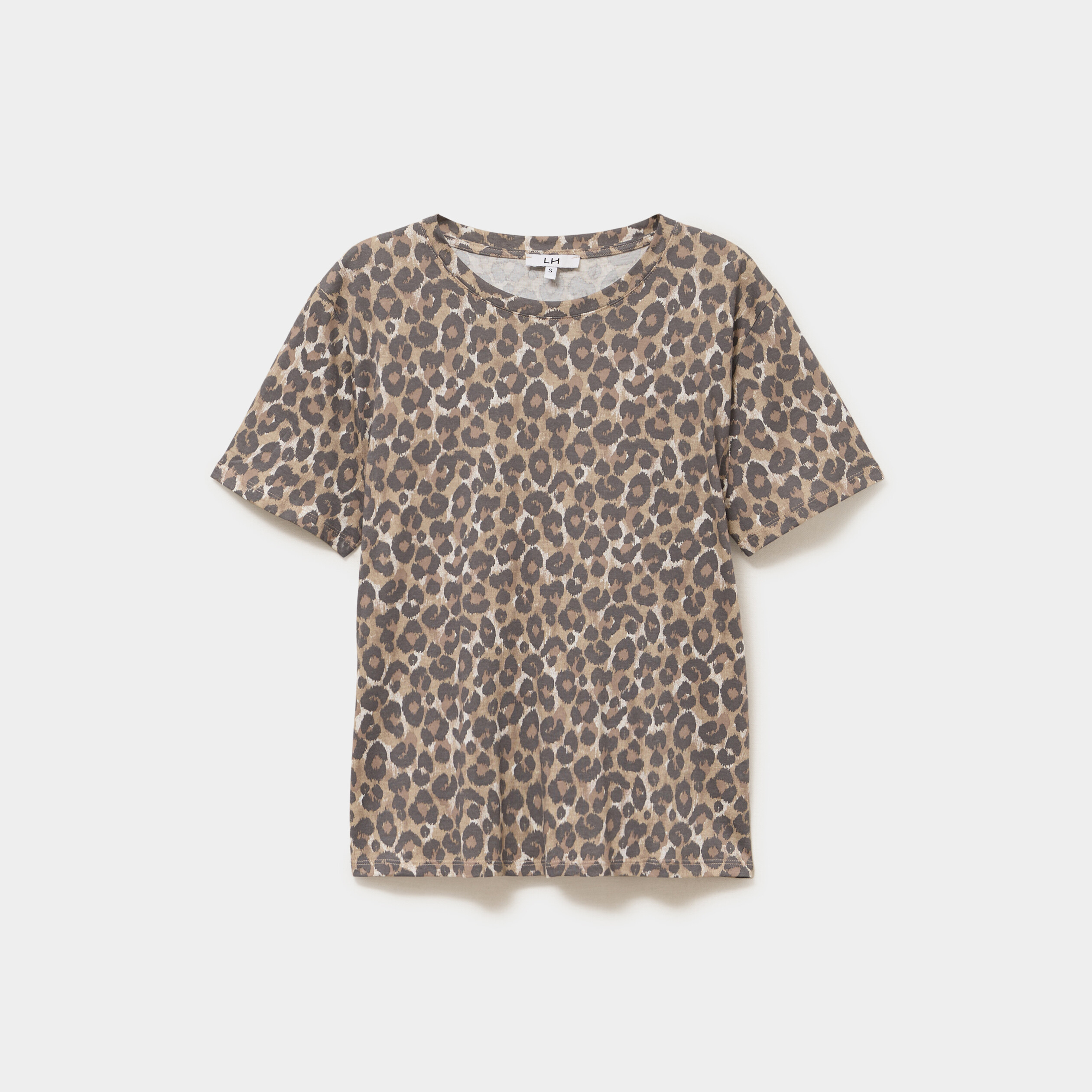 T-shirt coton col rond manches courtes beige fonce femme