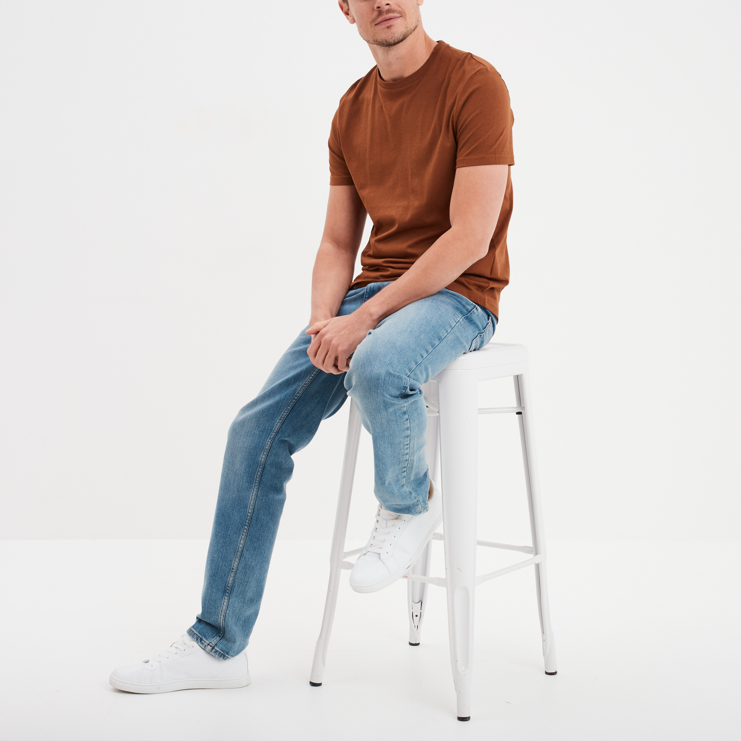 t shirt en coton manches courtes marron homme T-shirt en coton manches courtes marron homme