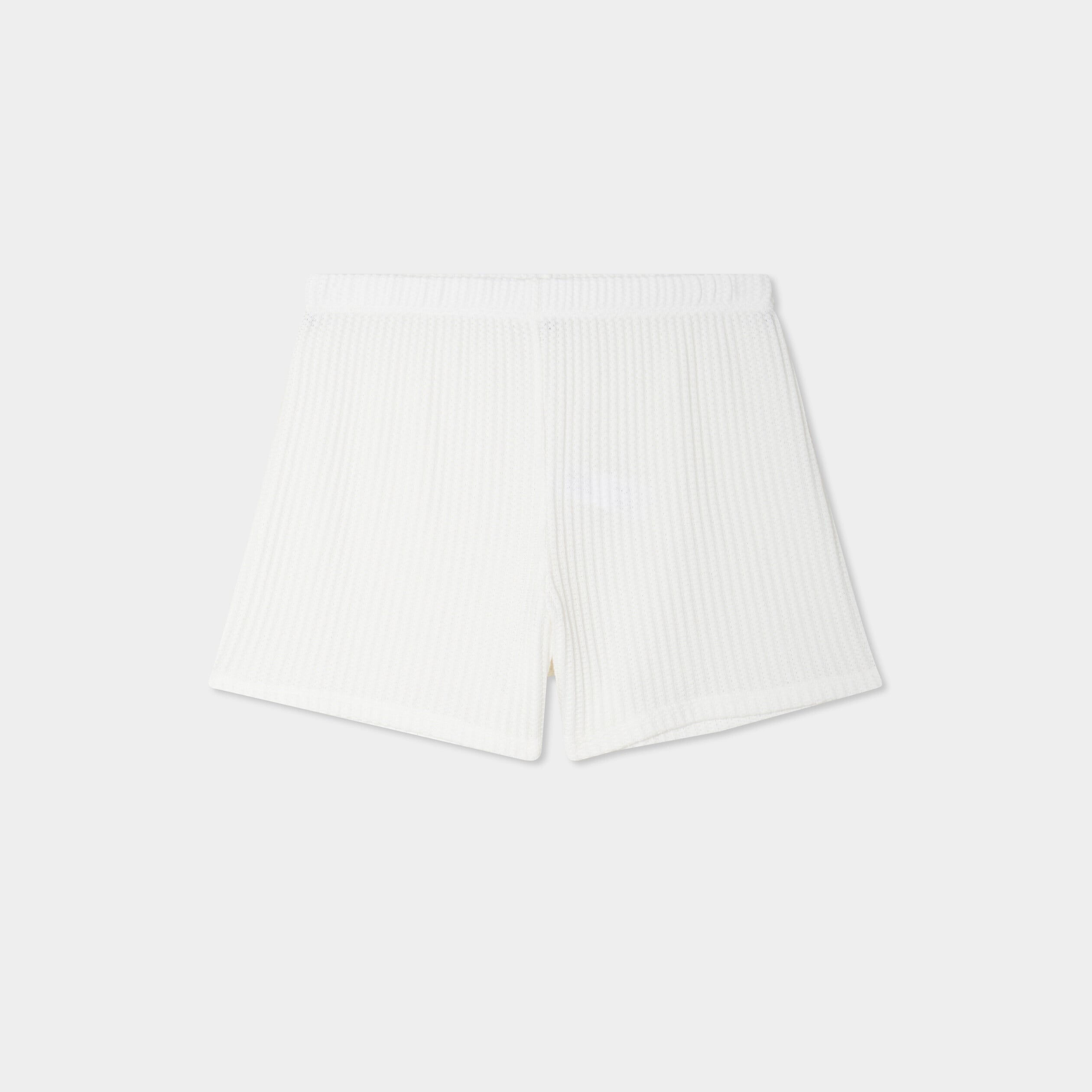 Short droit effet crochet blanc femme