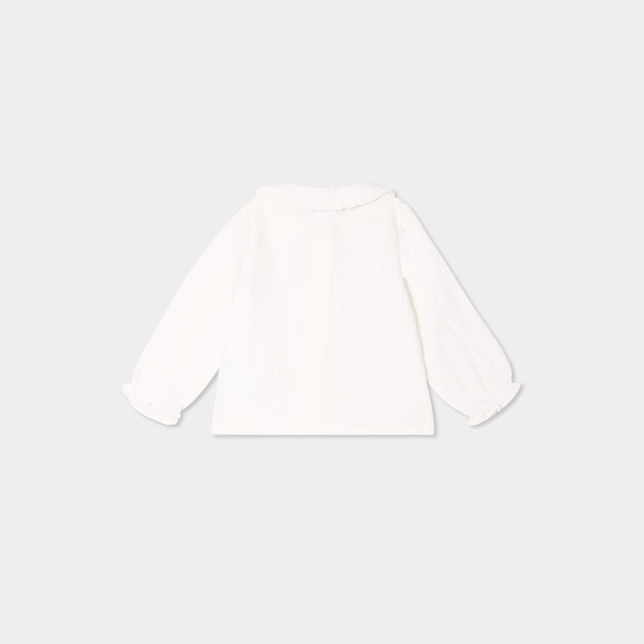blouse col claudine gaze de coton blanc bebef Blouse col claudine gaze de coton blanc bébé fille