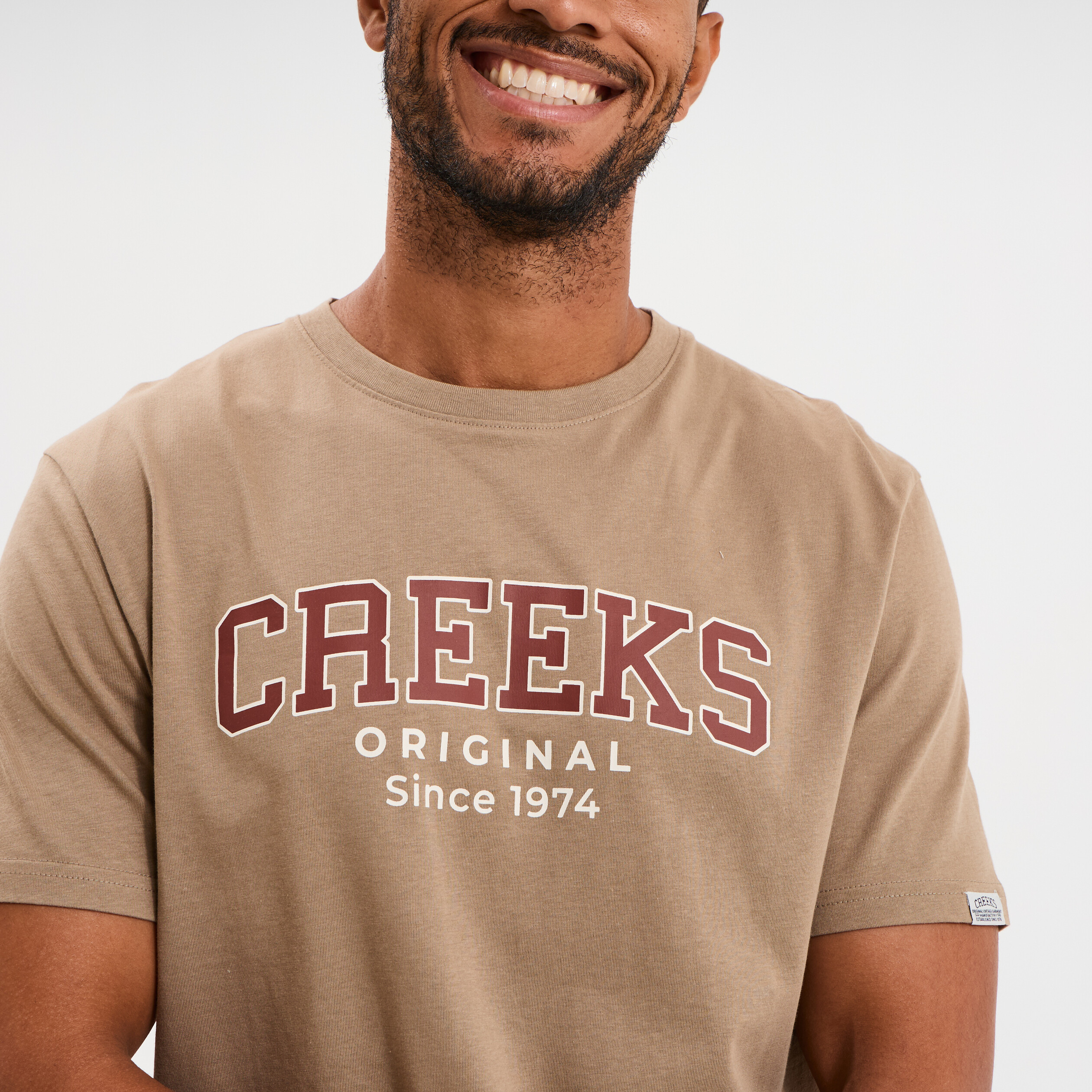 t shirt droit manches courtes coton taupe homme T-shirt droit manches courtes coton taupe homme