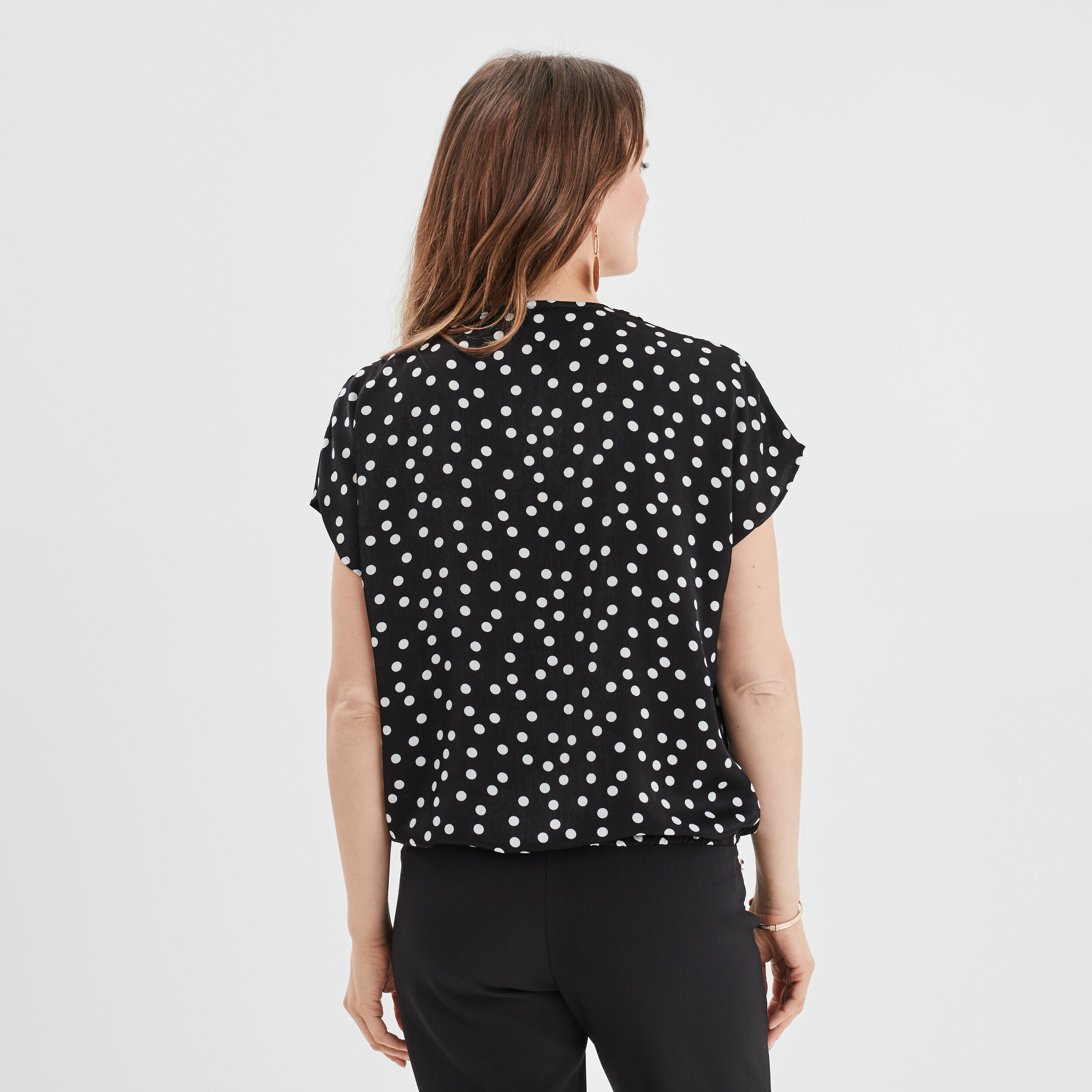 blouse bijoux col en v manches courtes noir femme Blouse bijoux col en V manches courtes noir femme