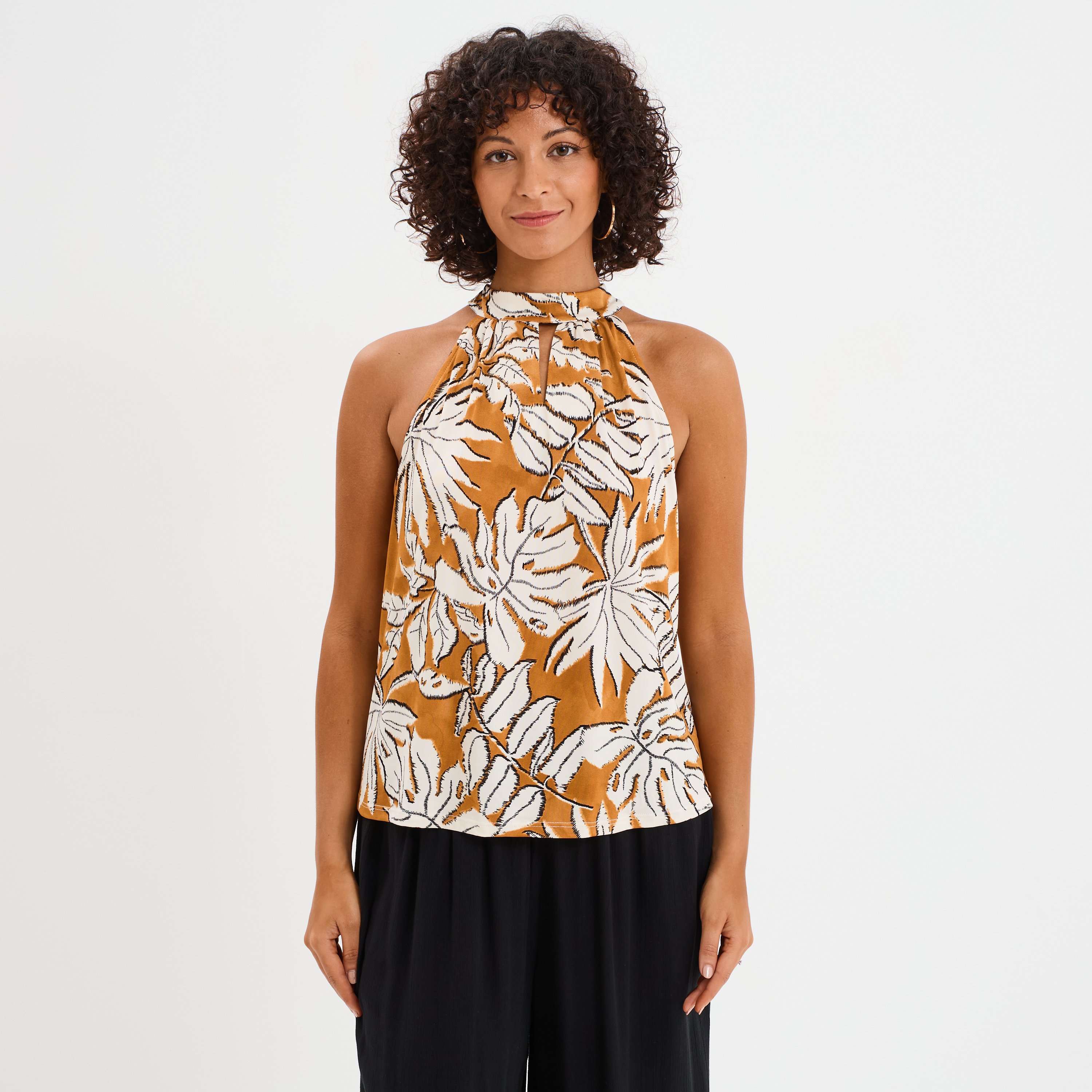 debardeur encolure americaine jaune moutarde femme Débardeur encolure américaine jaune moutarde femme