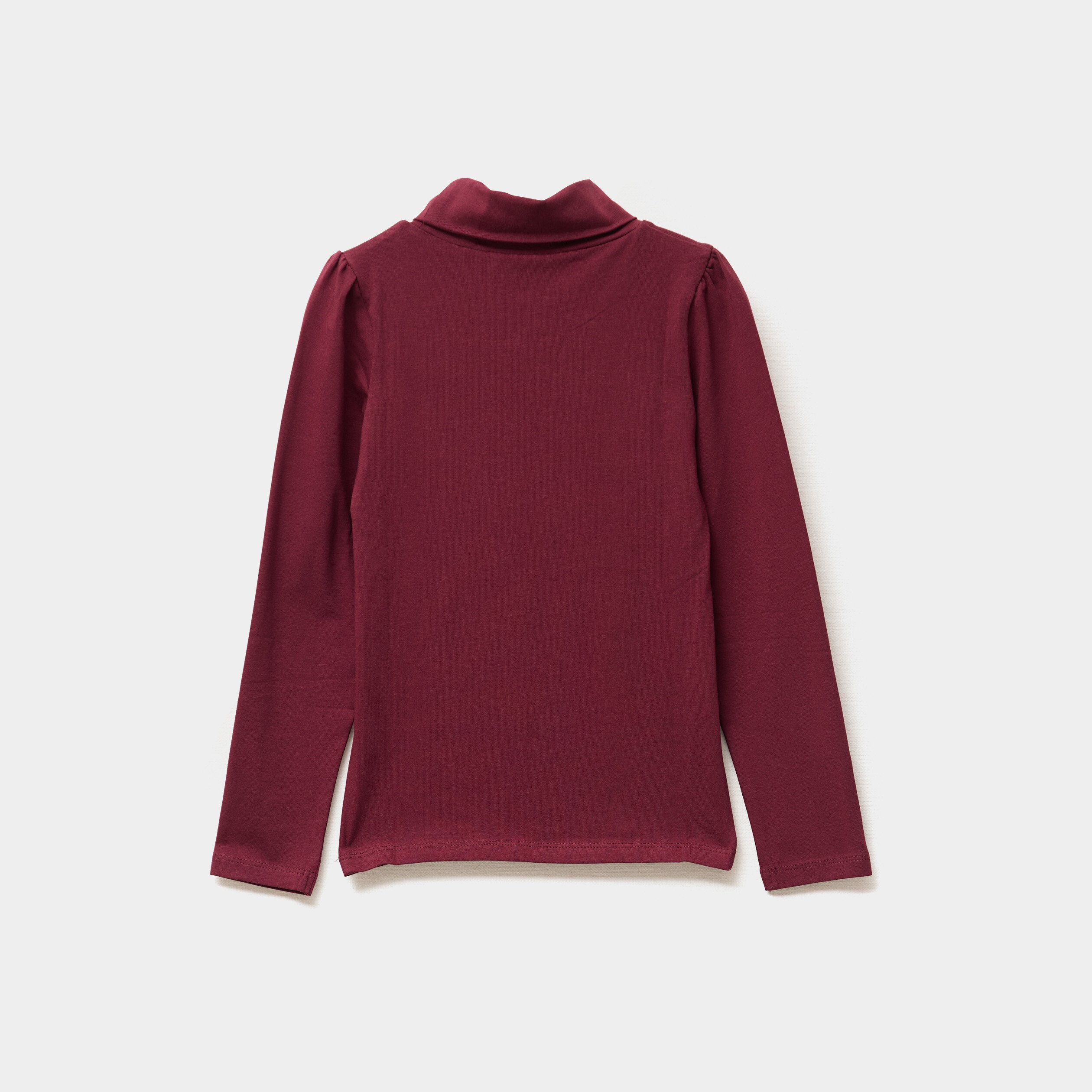t shirt col roule manches longues coton bordeaux fille T-shirt col roulé manches longues coton bordeaux fille