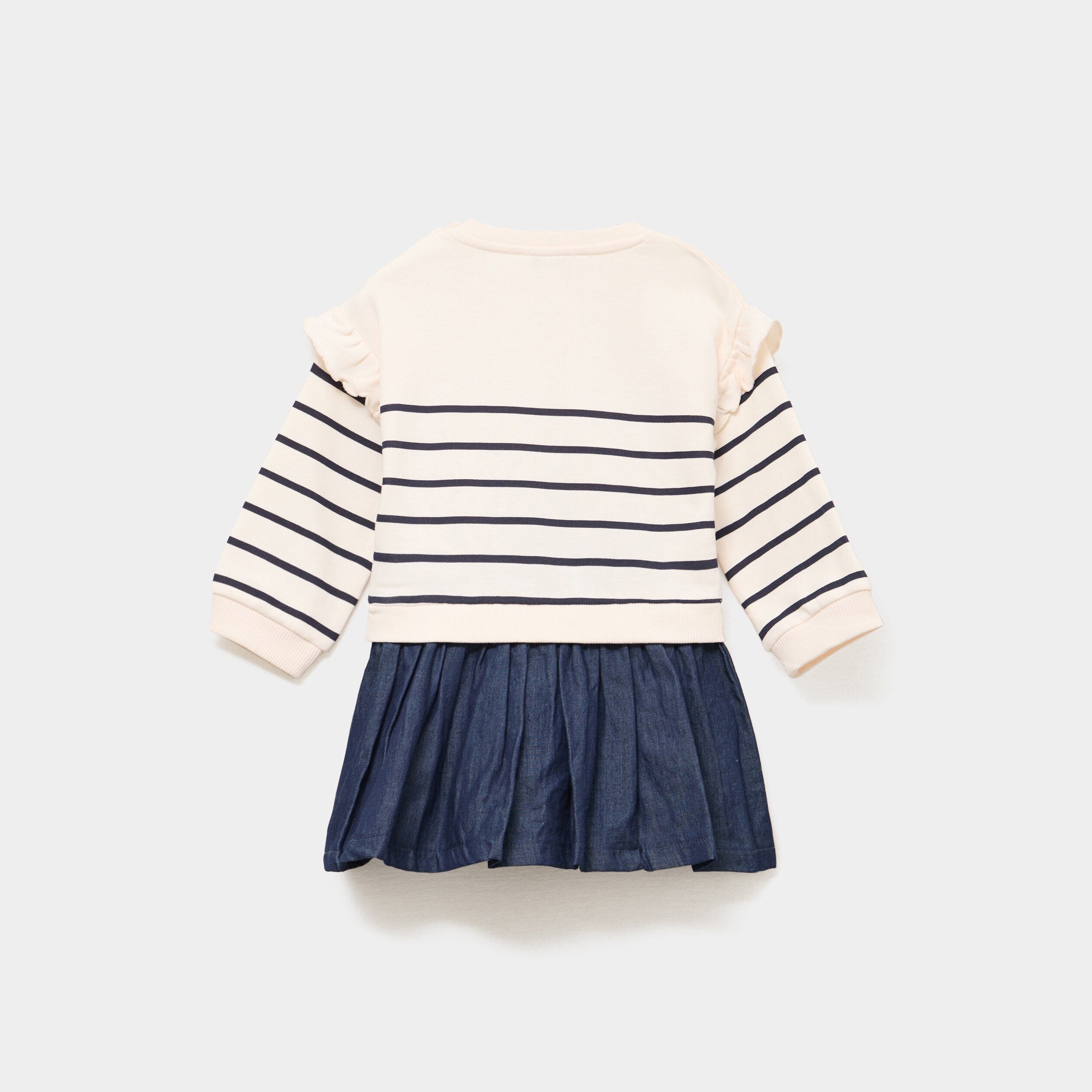 robe effet 2 en 1 bas en jean denim double stone bebef Robe effet 2-en-1 bas en jean denim double stone bébé fille