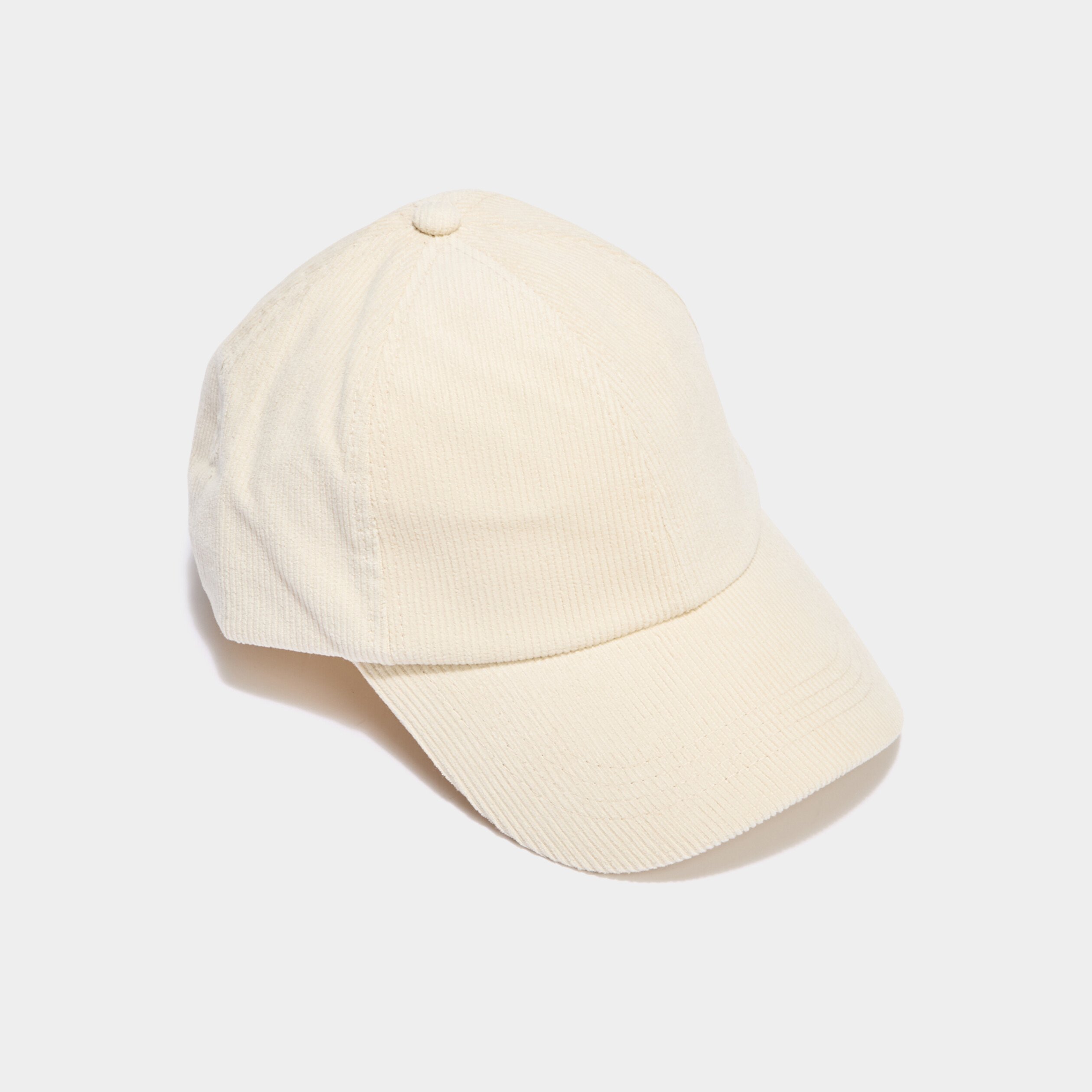 casquette bombee effet velours cotele ivoire femme Casquette bombée effet velours côtelé ivoire femme