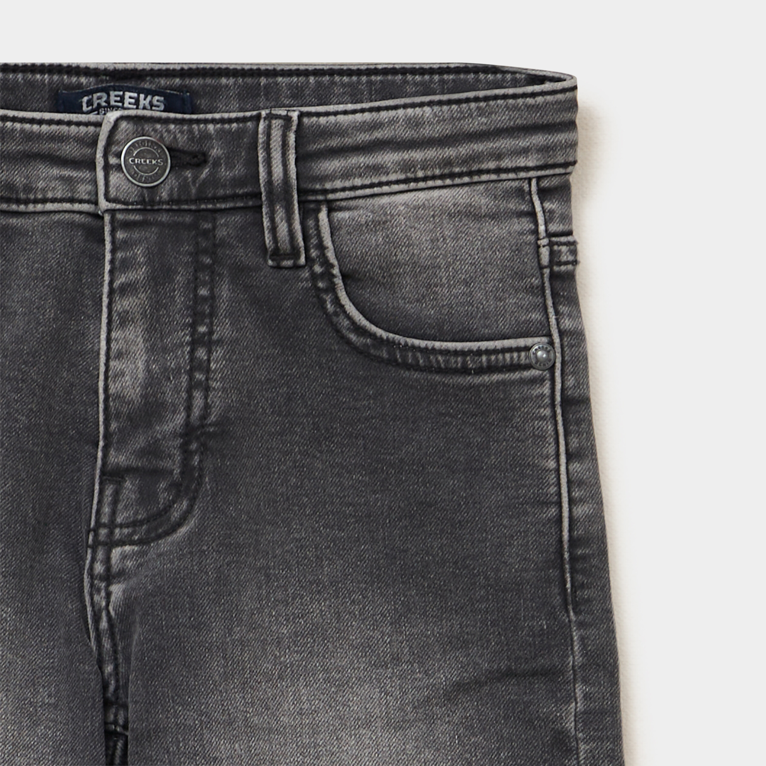Jeans regular stretch 5 poches denim gris gar&ccedil;on