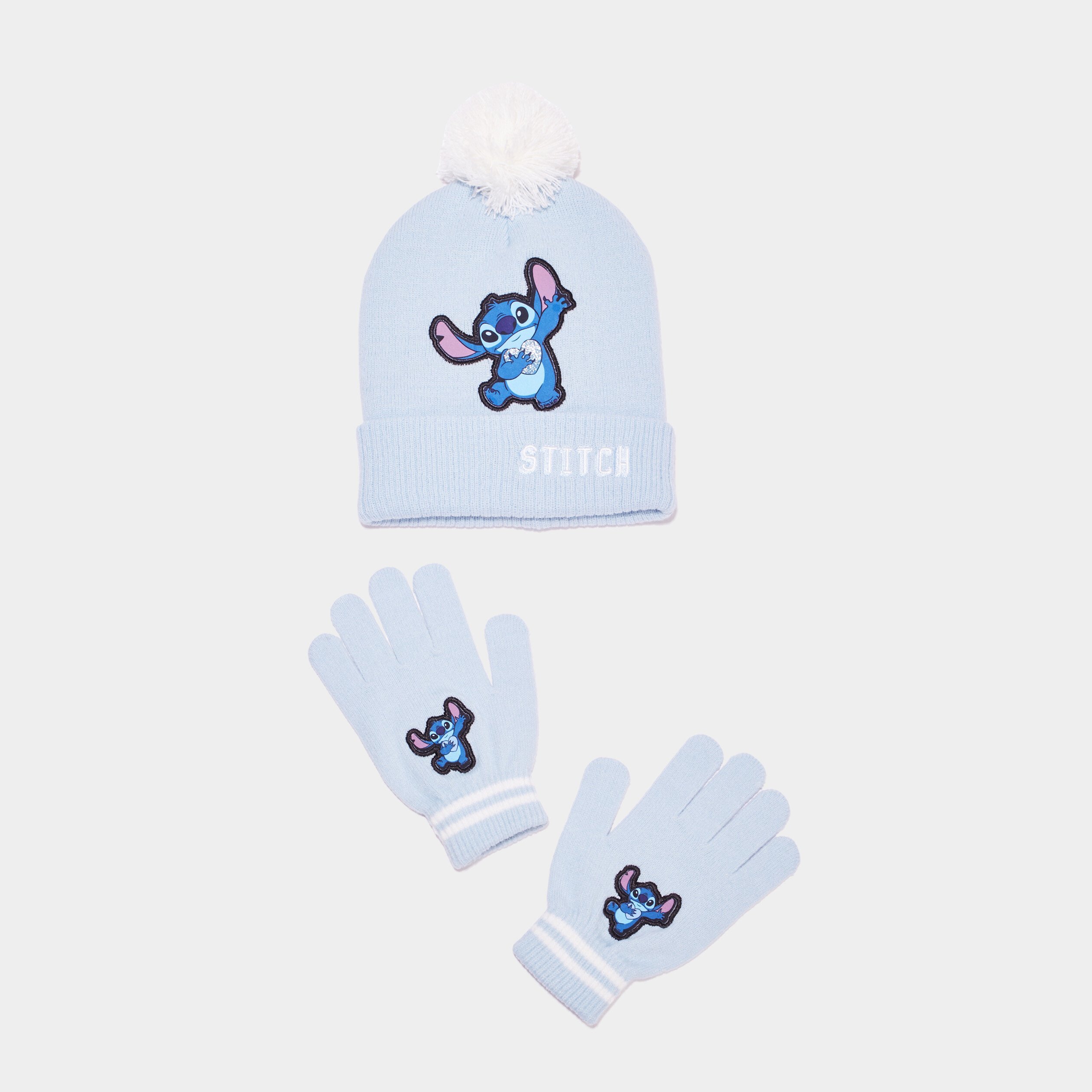 Ensemble bonnet et gants Stitch bleu fille