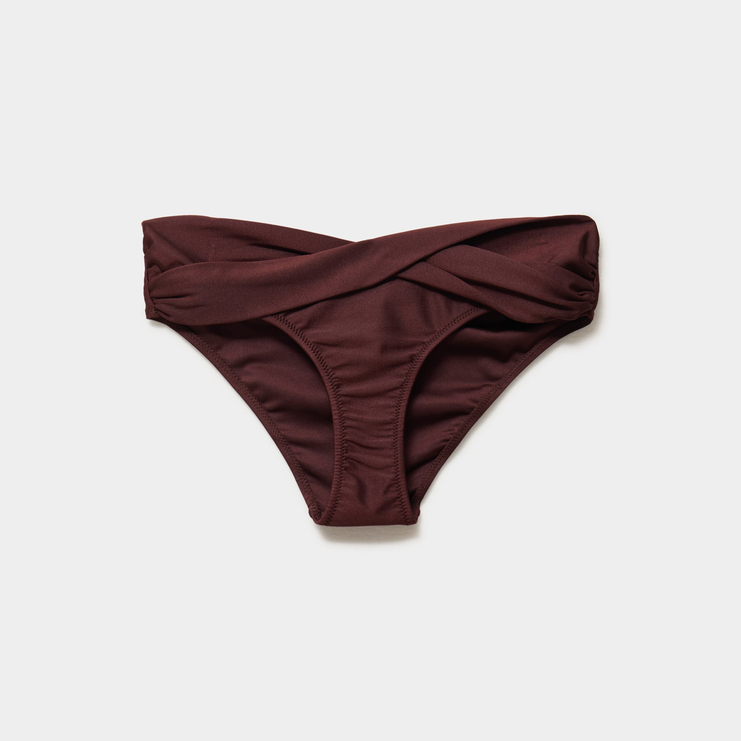 Bas de maillot de bain effet torsad&eacute; marron femme