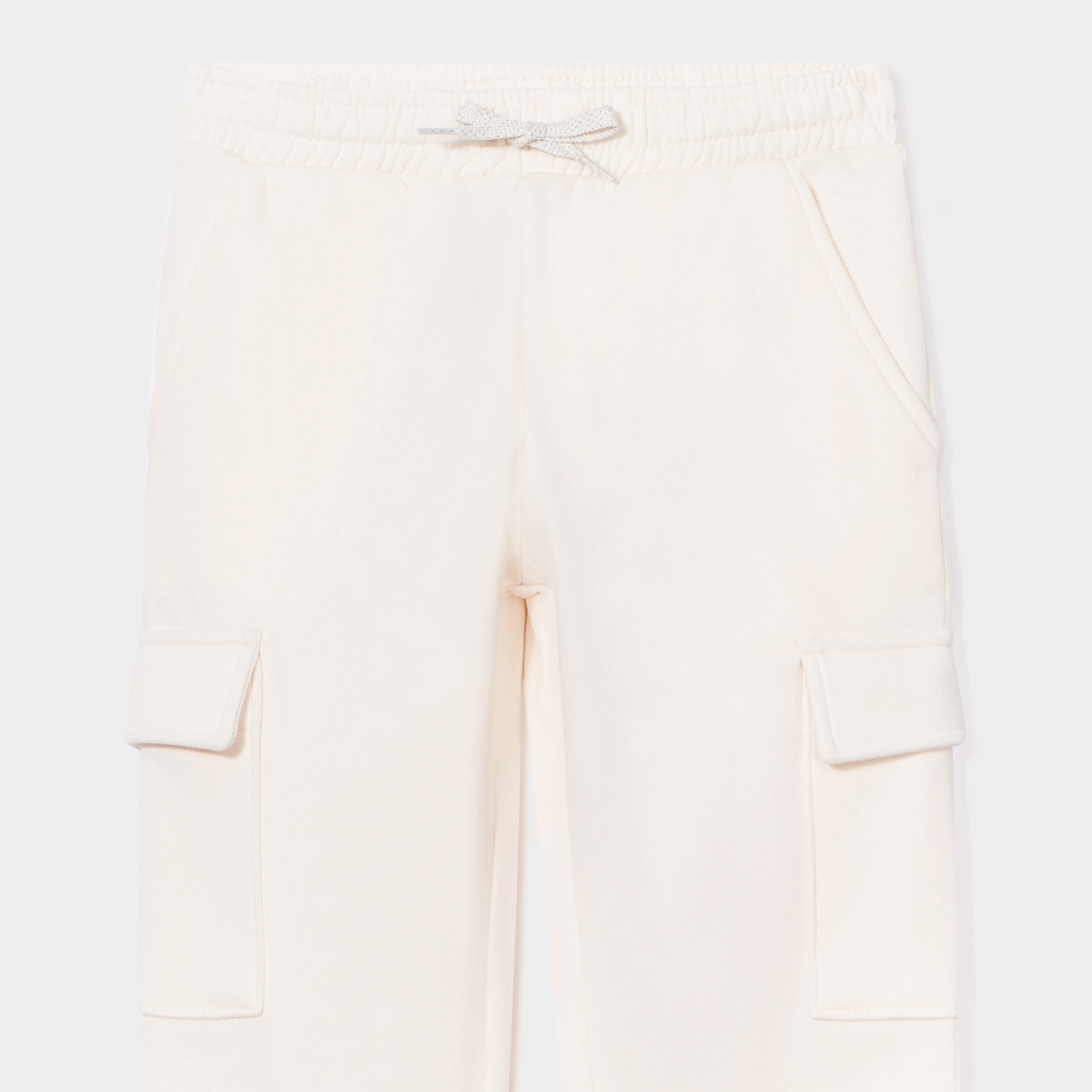 Pantalon de jogging cargo molletonn&eacute; ivoire fille