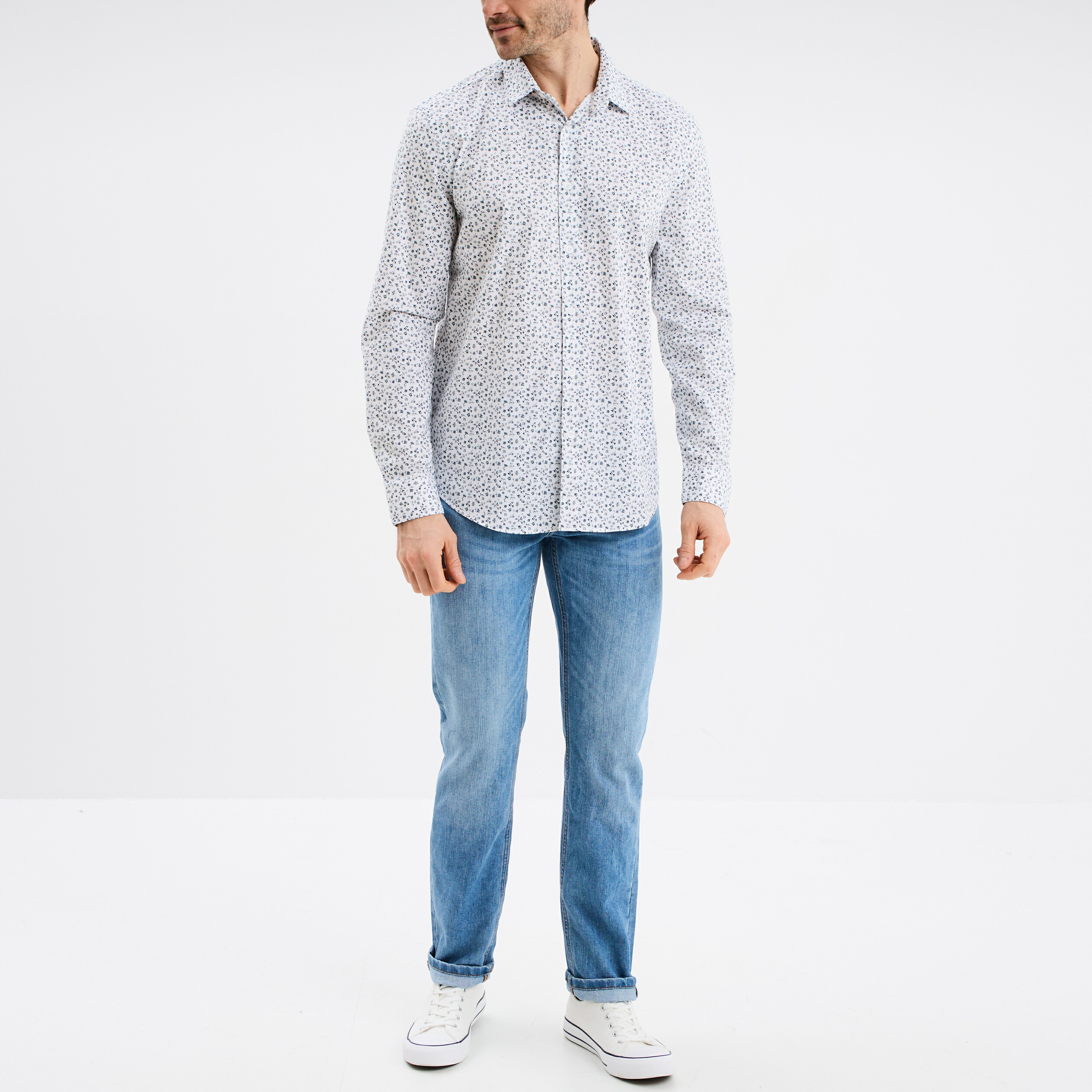 chemise ajustee col francais blanc homme Chemise ajustée col français blanc homme