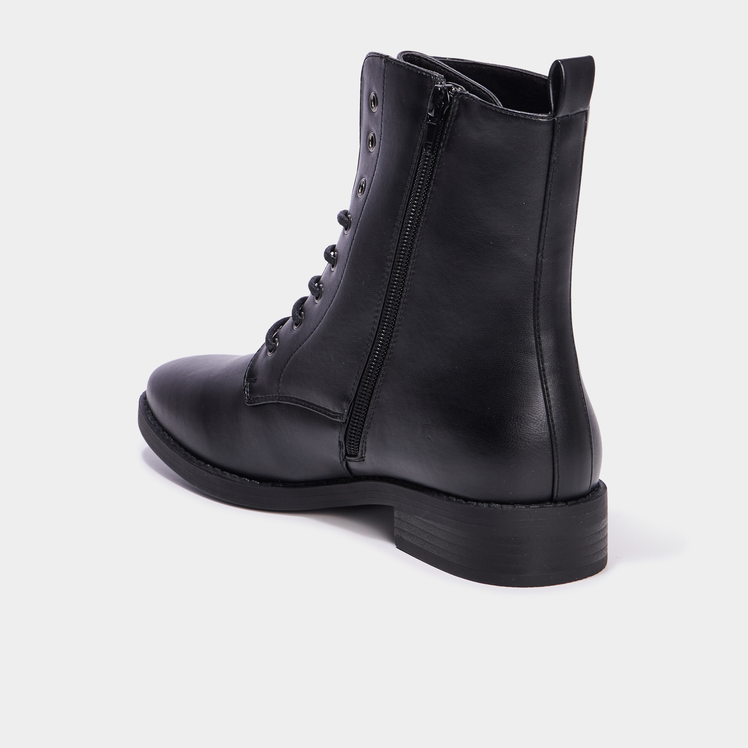 Boots &agrave; lacets et zipp&eacute;es noir femme