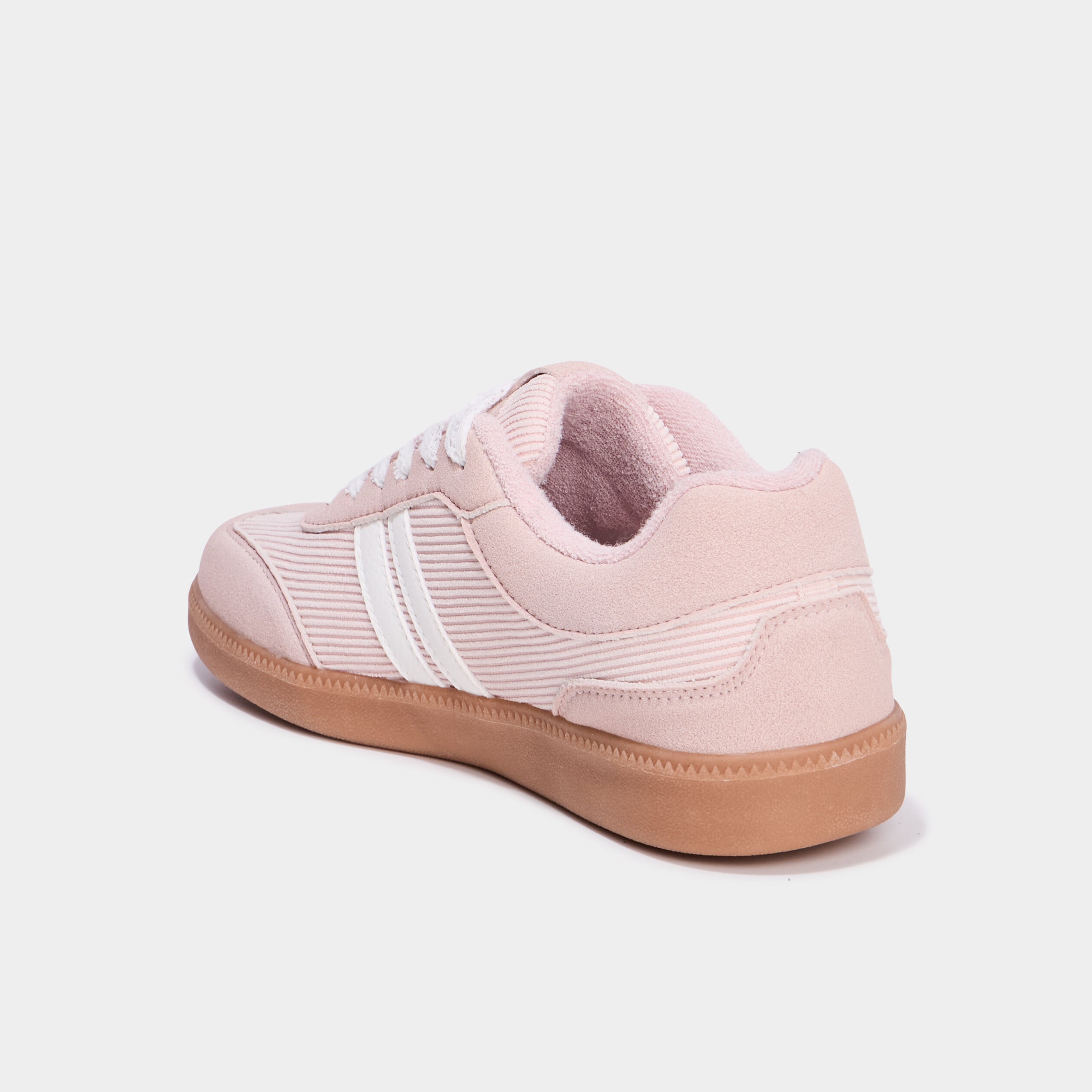 Tennis basses plates &agrave; lacets rose femme