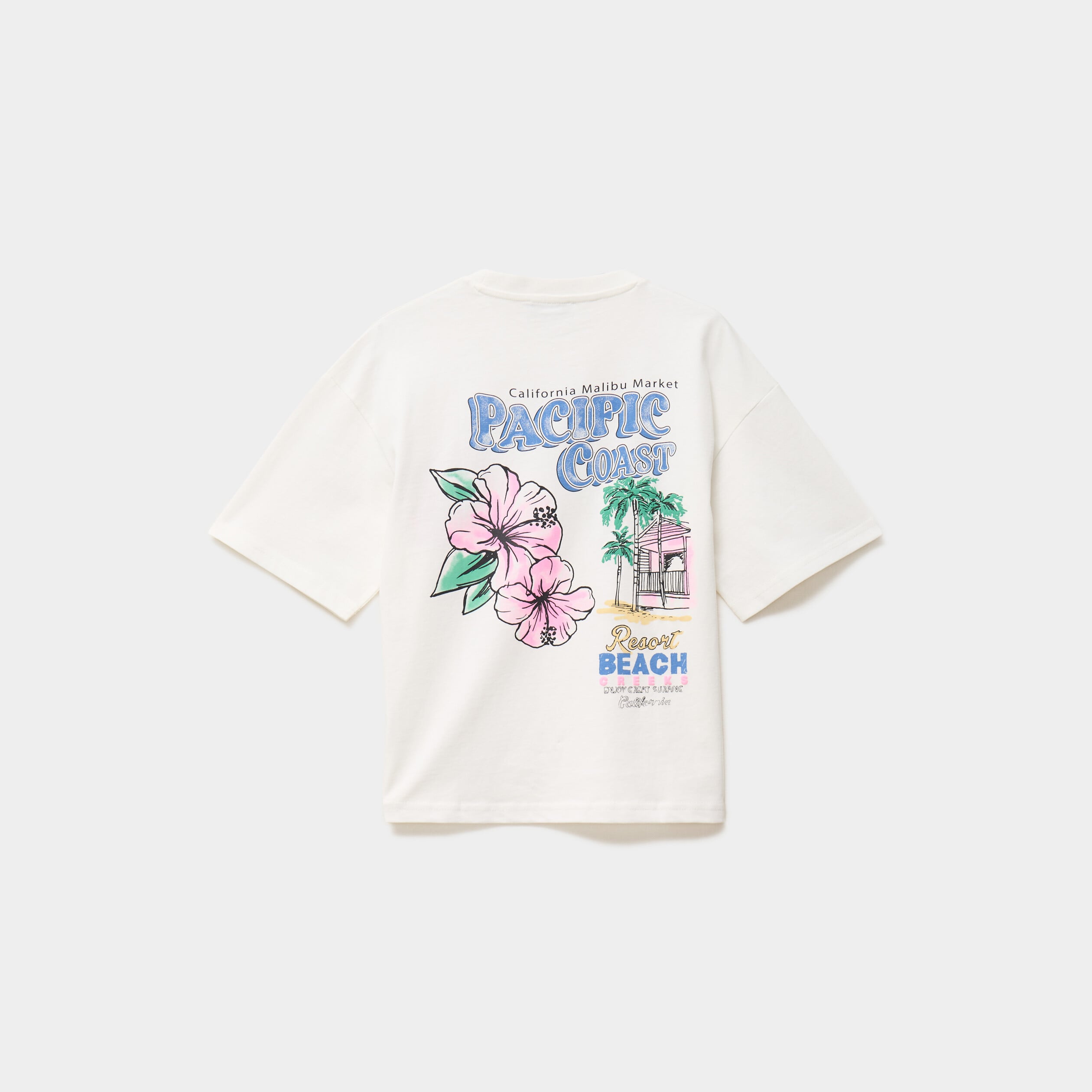 T-shirt oversize manches courtes coton ivoire fille