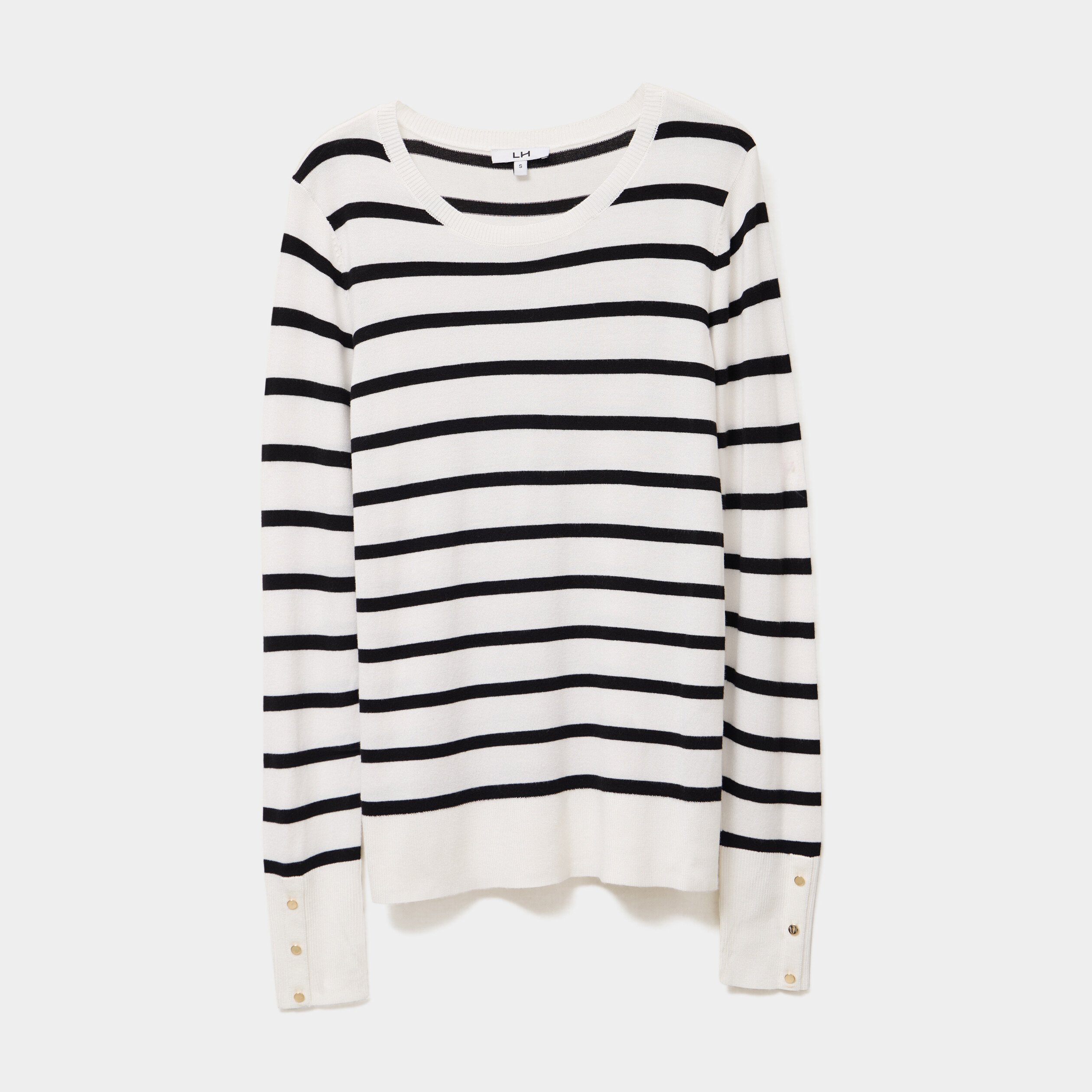 pull col rond boutons aux poignets ecru femme Pull col rond boutons aux poignets ecru femme