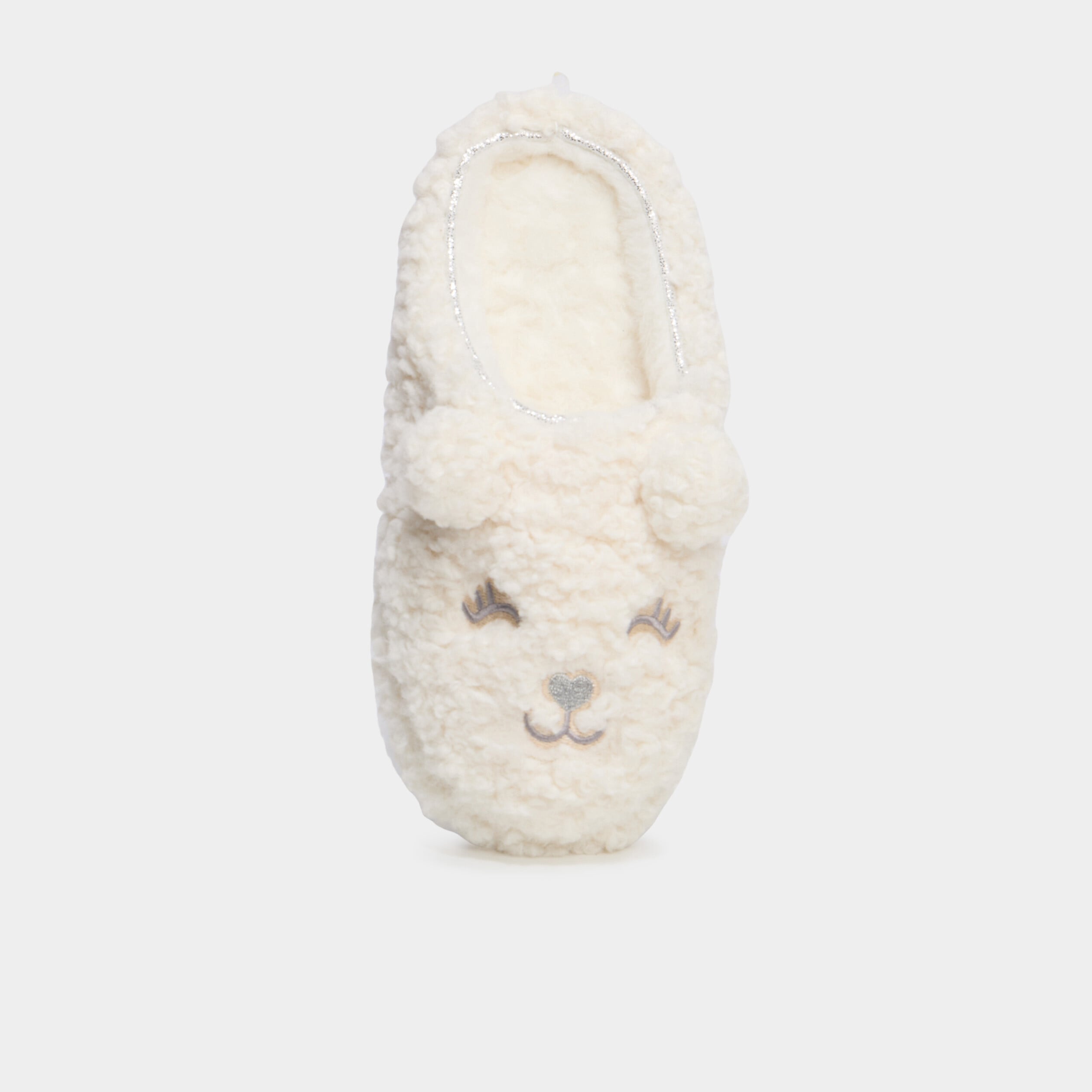 Chaussons mules effet polaire blanc femme