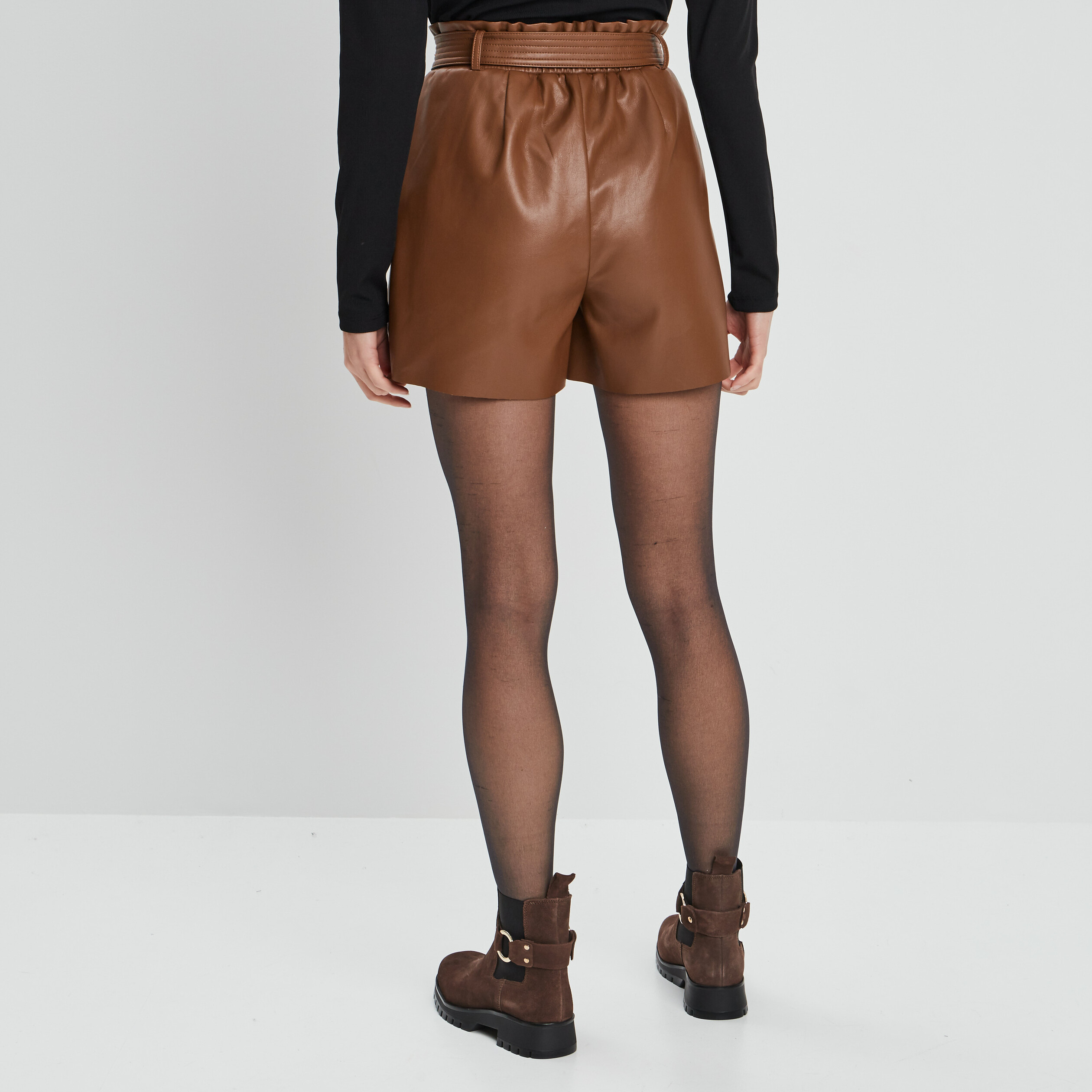 short simili cuir paperbag camel femme Short simili cuir paperbag camel femme