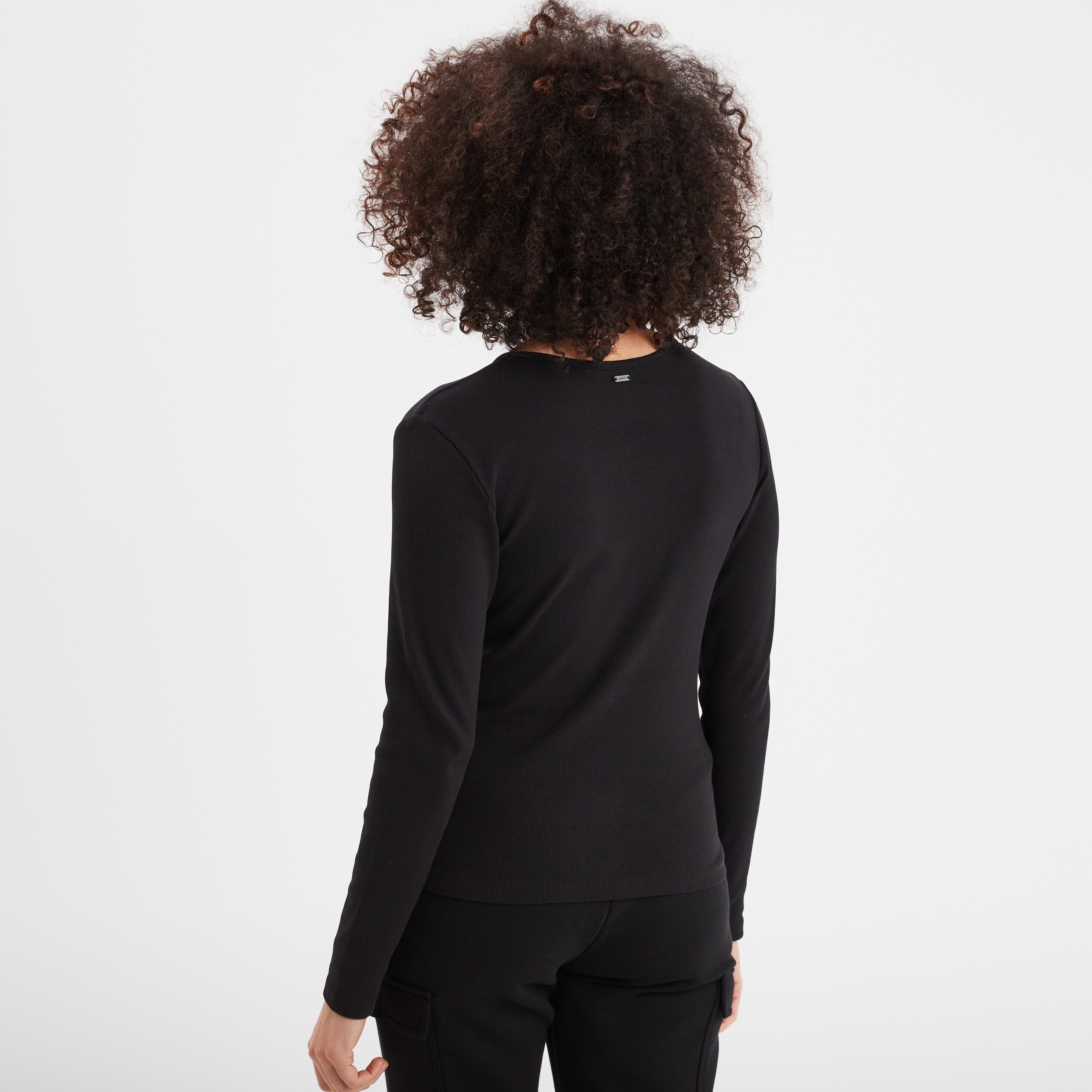 T-shirt côtelé avec ouverture Liberto noir femme