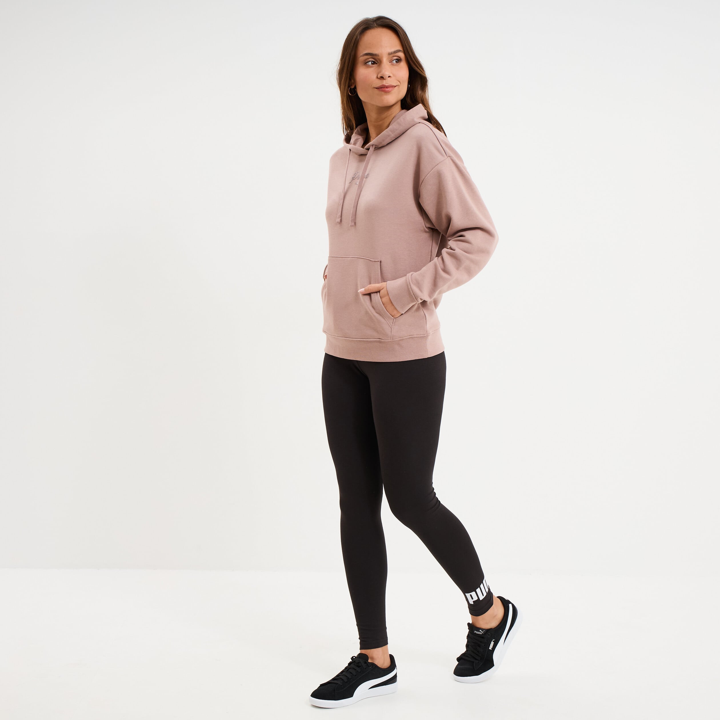 Sweat hoodie 1 poche &agrave; capuche Puma marron clair femme