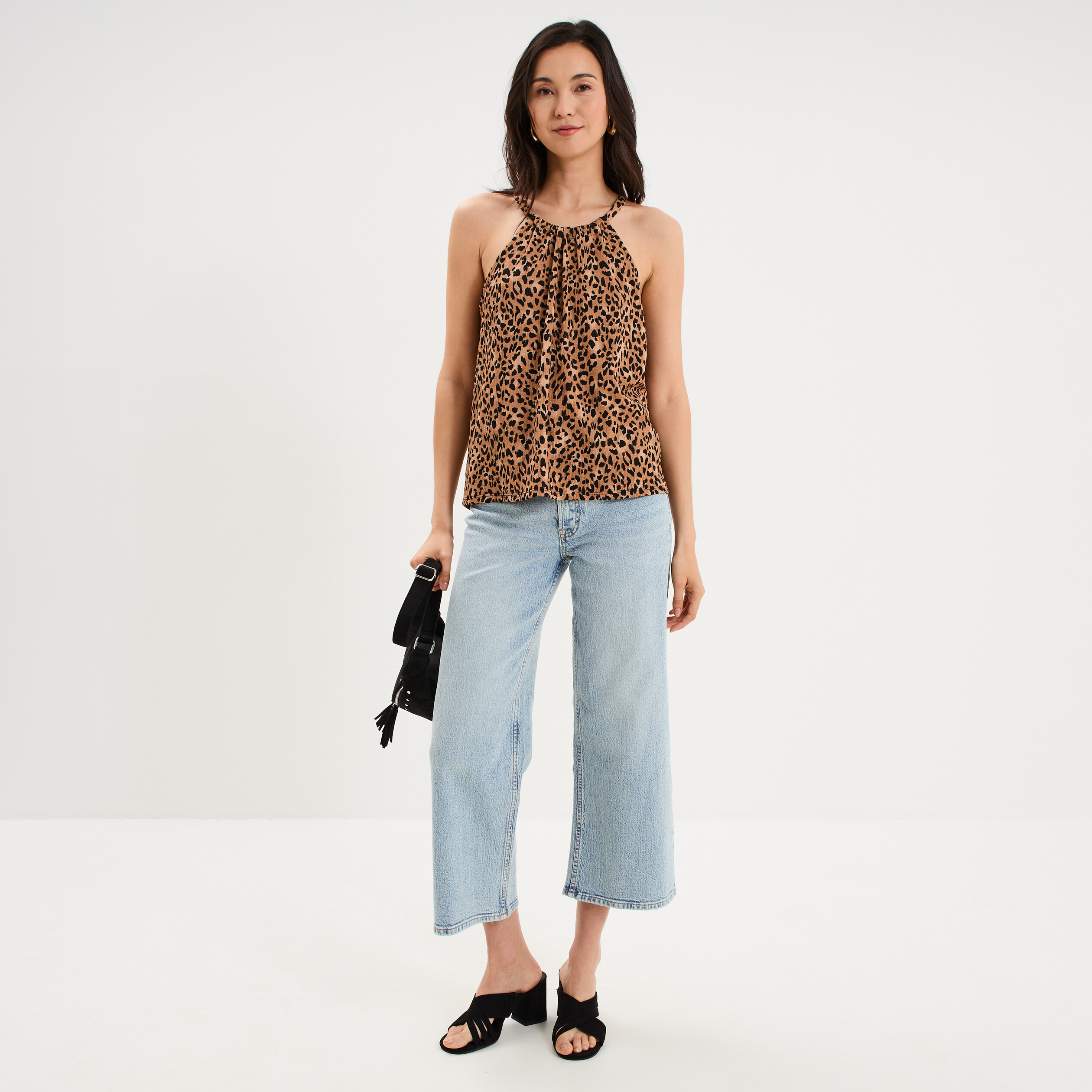 D&eacute;bardeur encolure am&eacute;ricaine beige femme