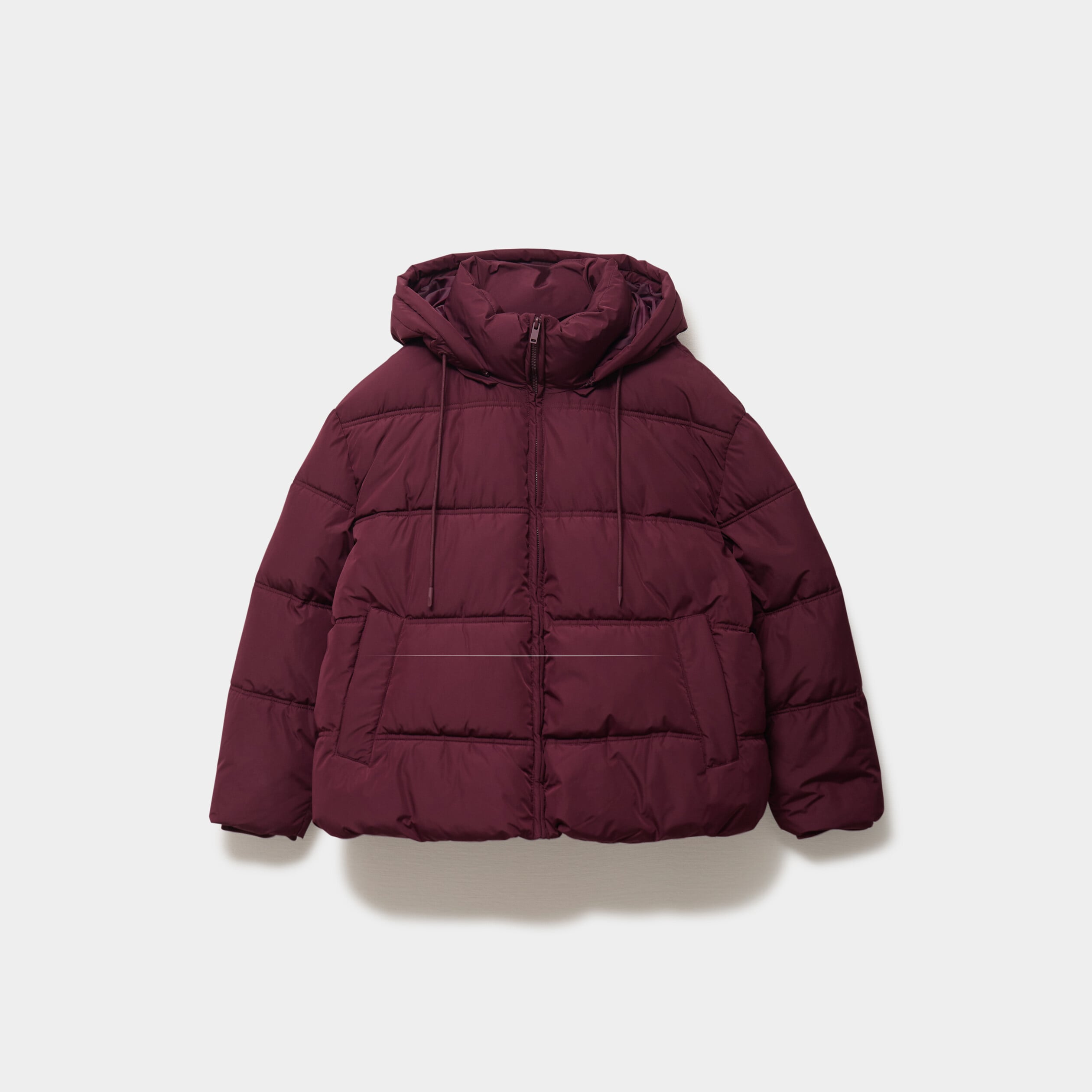 Doudoune courte zipp&eacute;e &agrave; capuche violet fonc&eacute; femme grande taille
