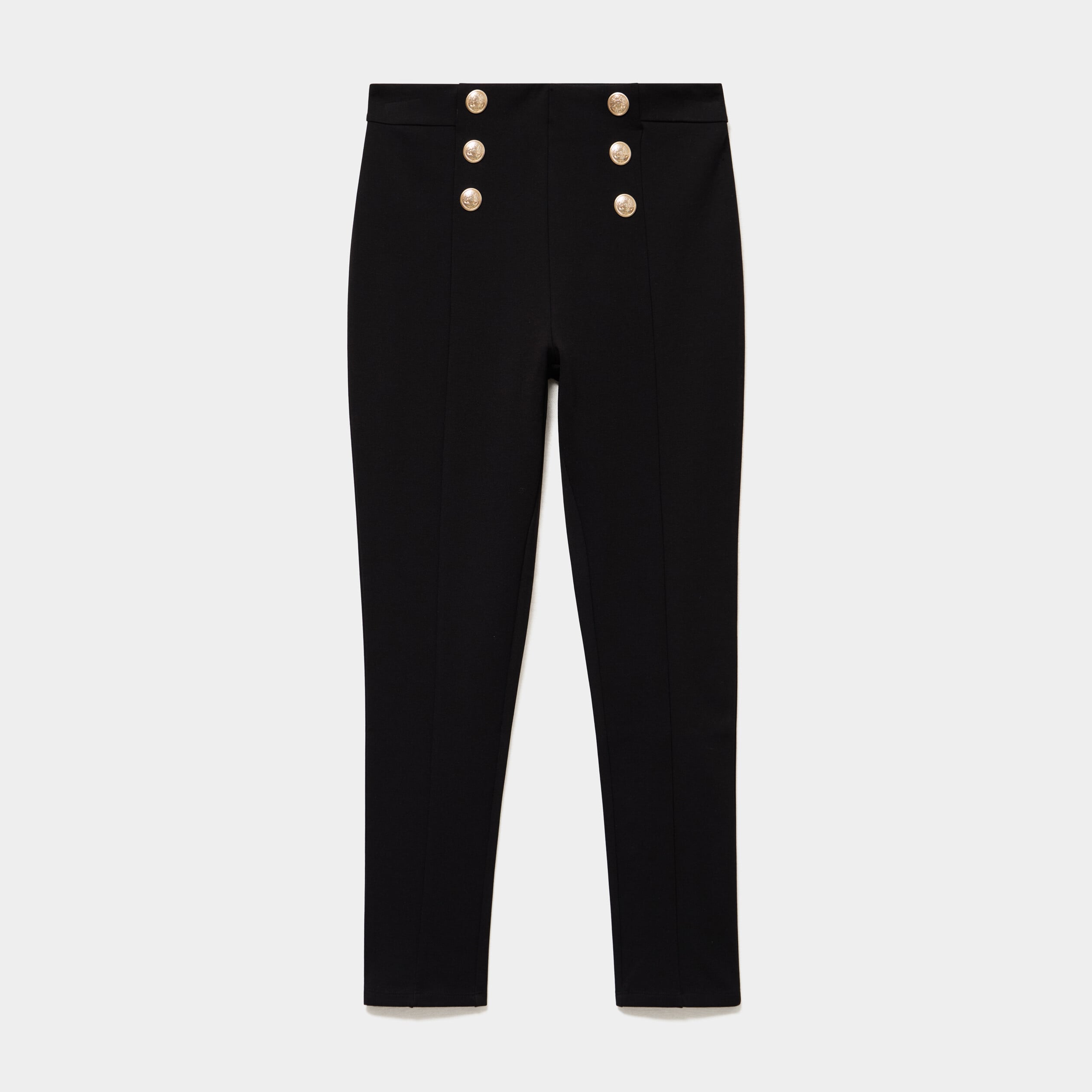 Legging stretch avec boutons noir femme
