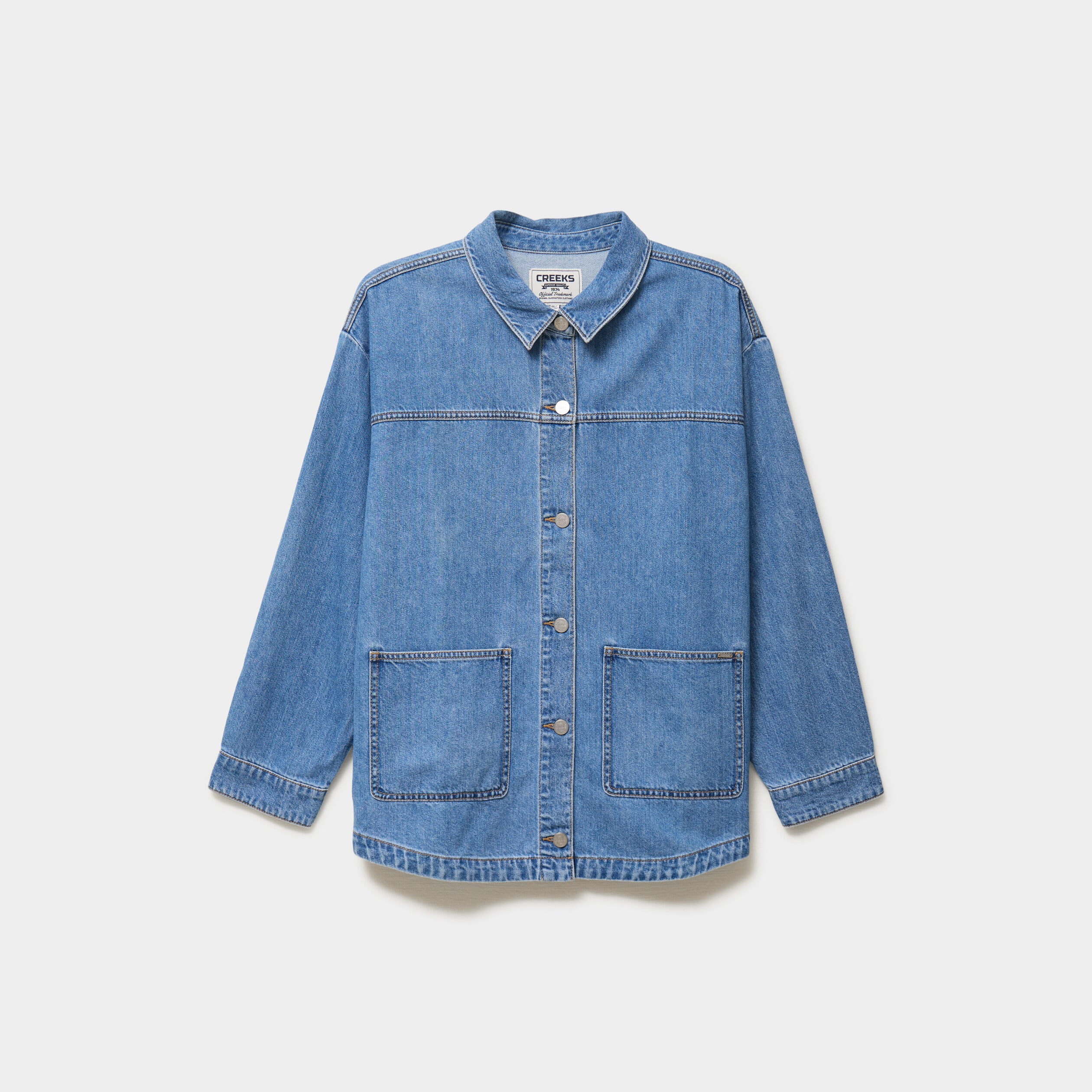 Veste surchemise en jean denim stone femme grande taille