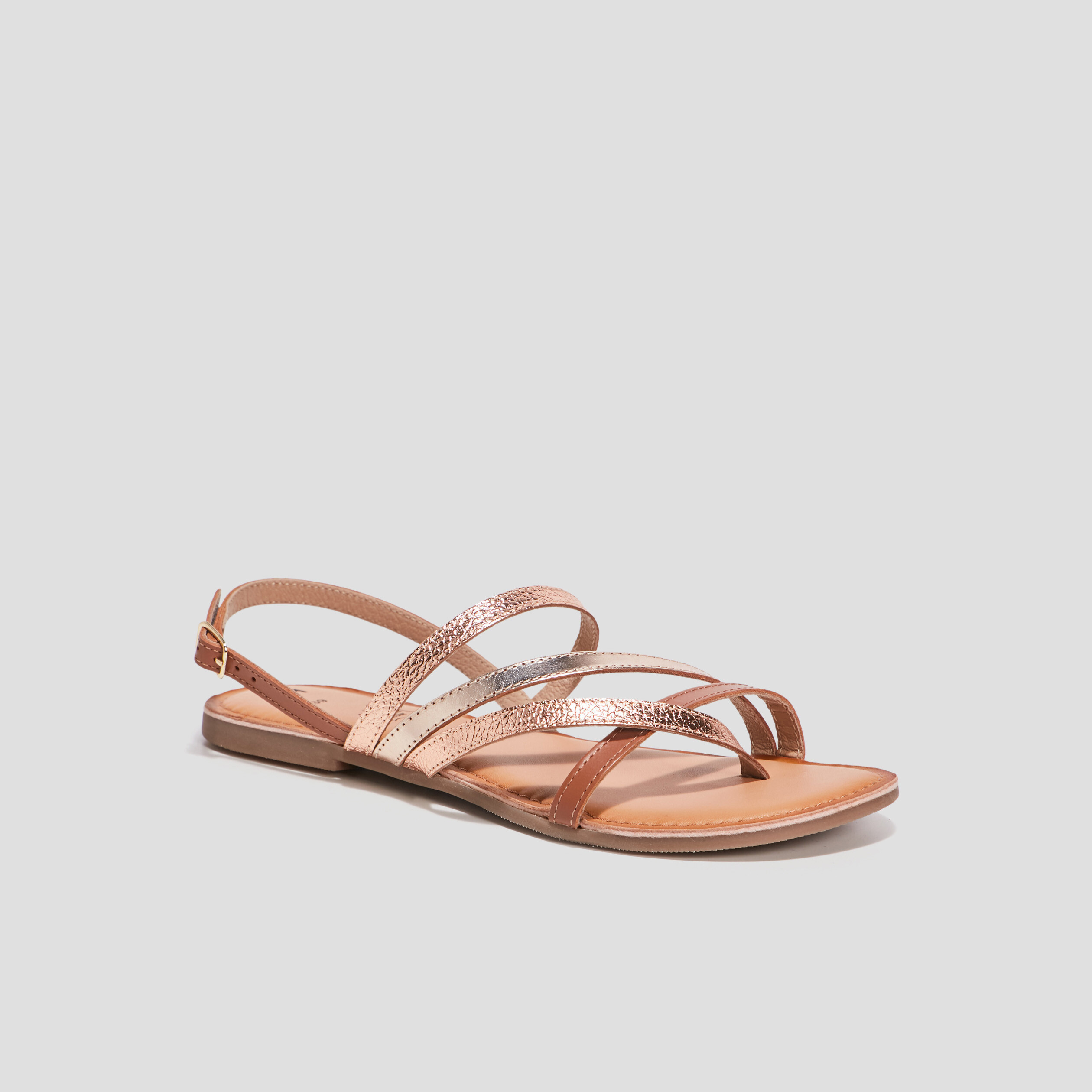 sandales en cuir semelle plate marron femme Sandales en cuir semelle plate marron femme