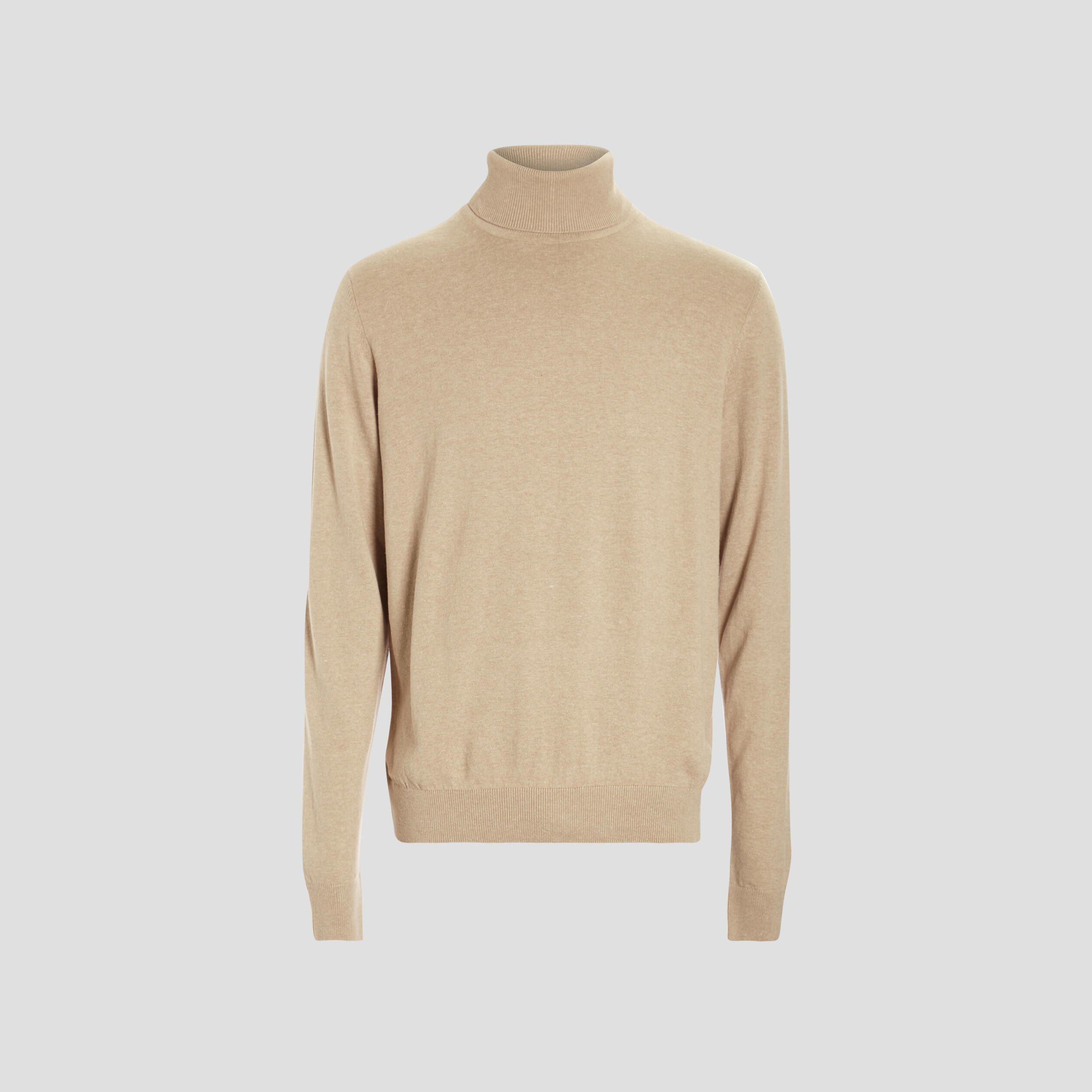 Pull avec col roul&eacute; sable homme