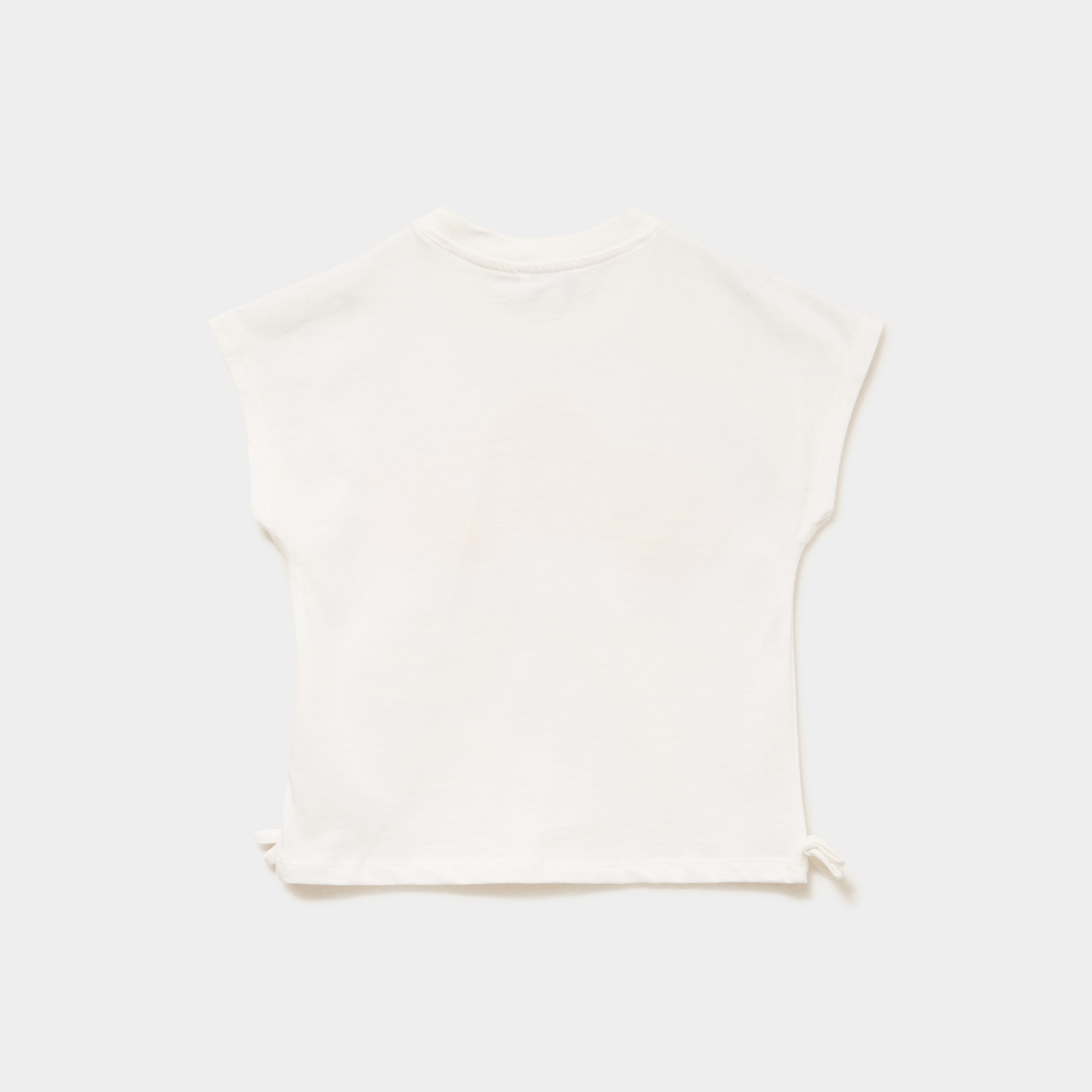 T-shirt brod&eacute; avec noeuds coton ivoire fille