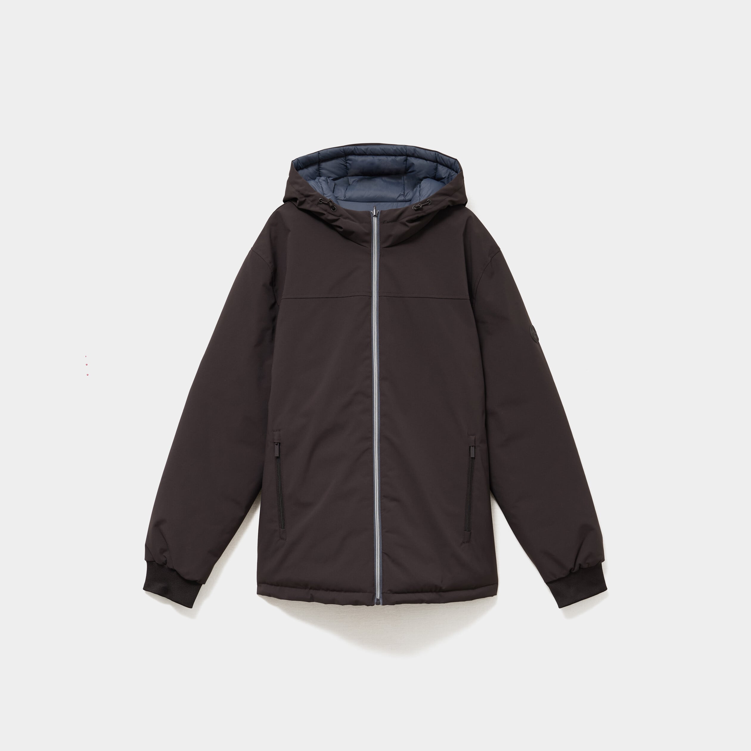 Blouson r&eacute;versible &agrave; capuche zipp&eacute; marron fonc&eacute; homme