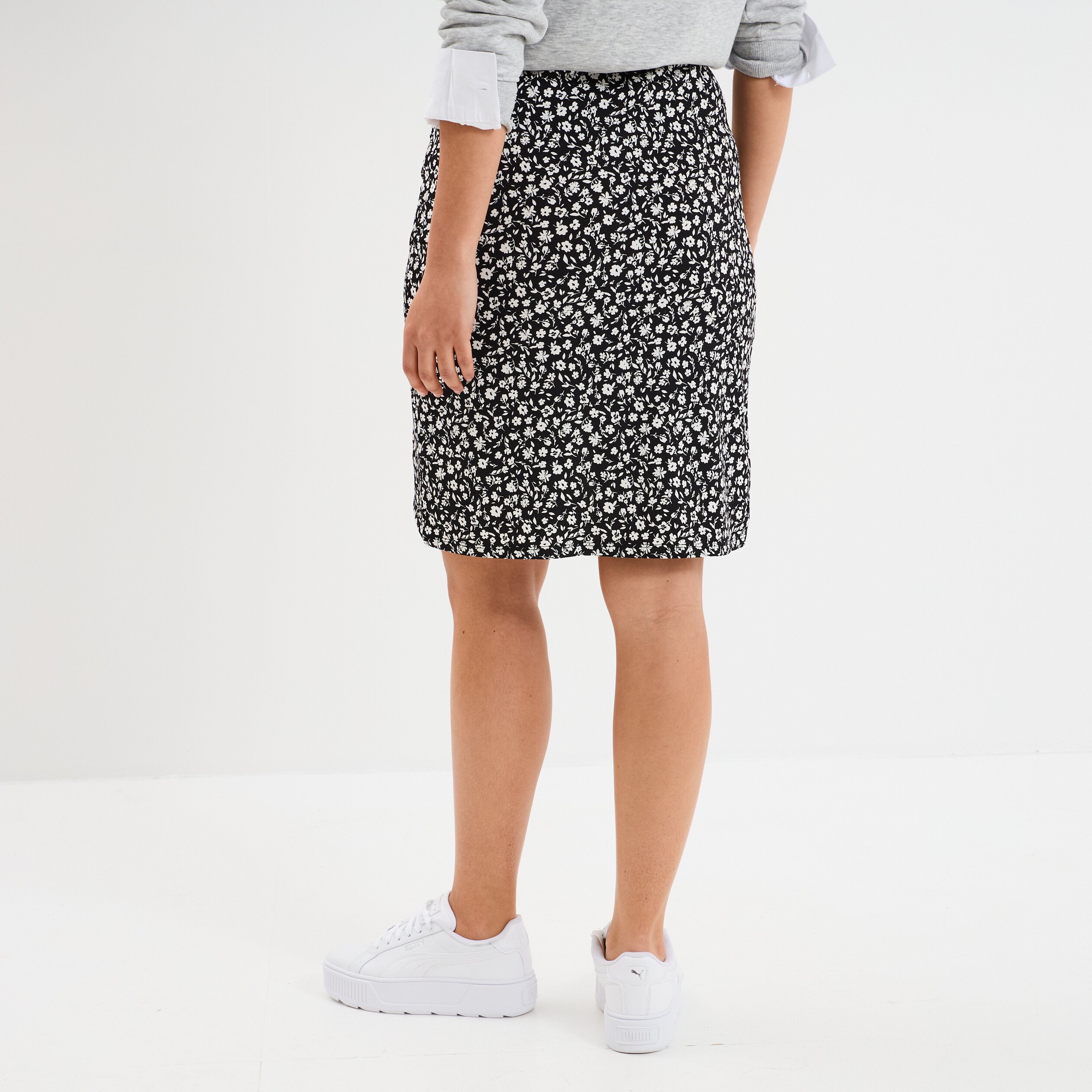 jupe tulipe courte taille elastiquee noir femme Jupe tulipe courte taille élastiquée noir femme