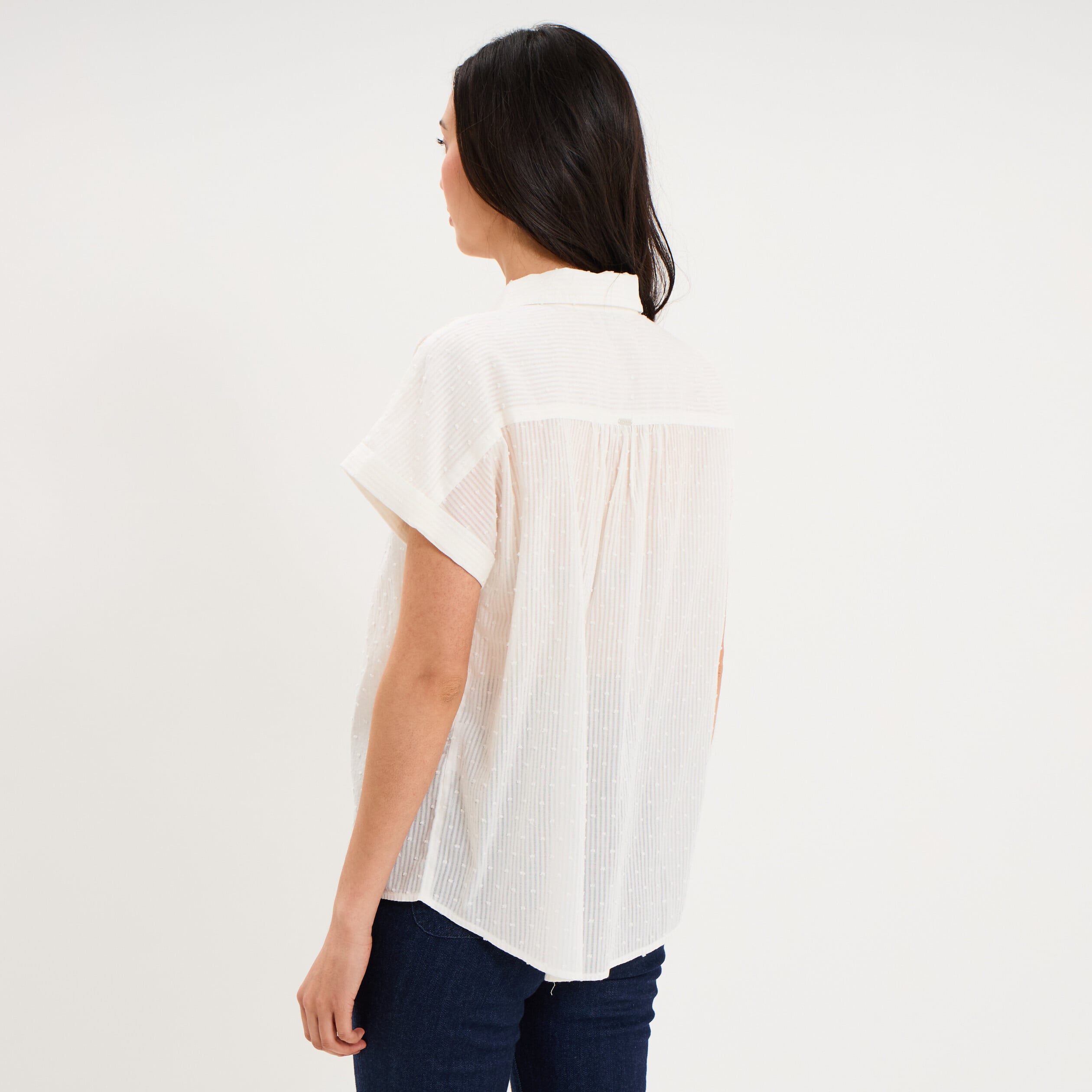 Chemise manches courtes coton blanc femme