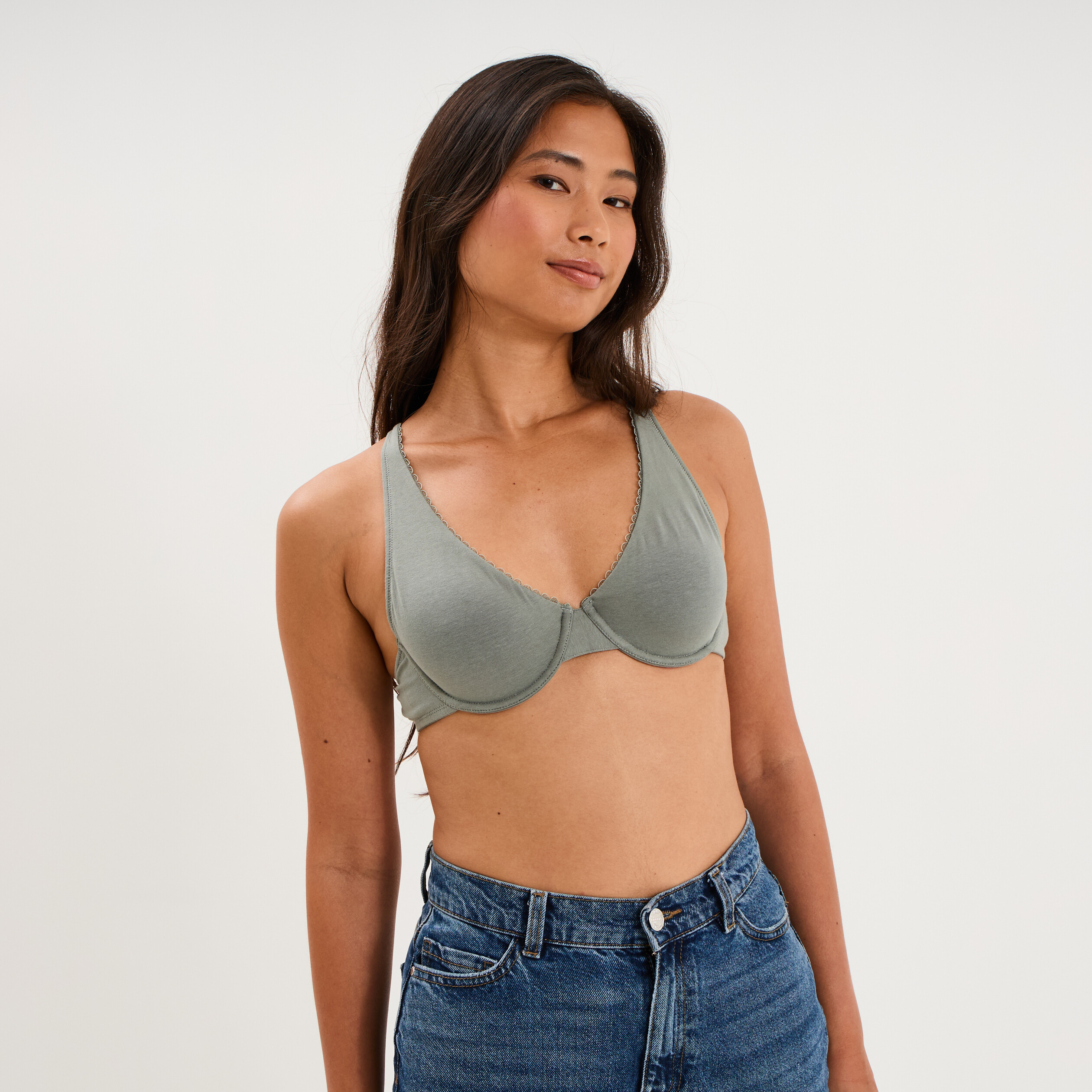 Soutien-gorge foulard coton majoritaire vert clair femme