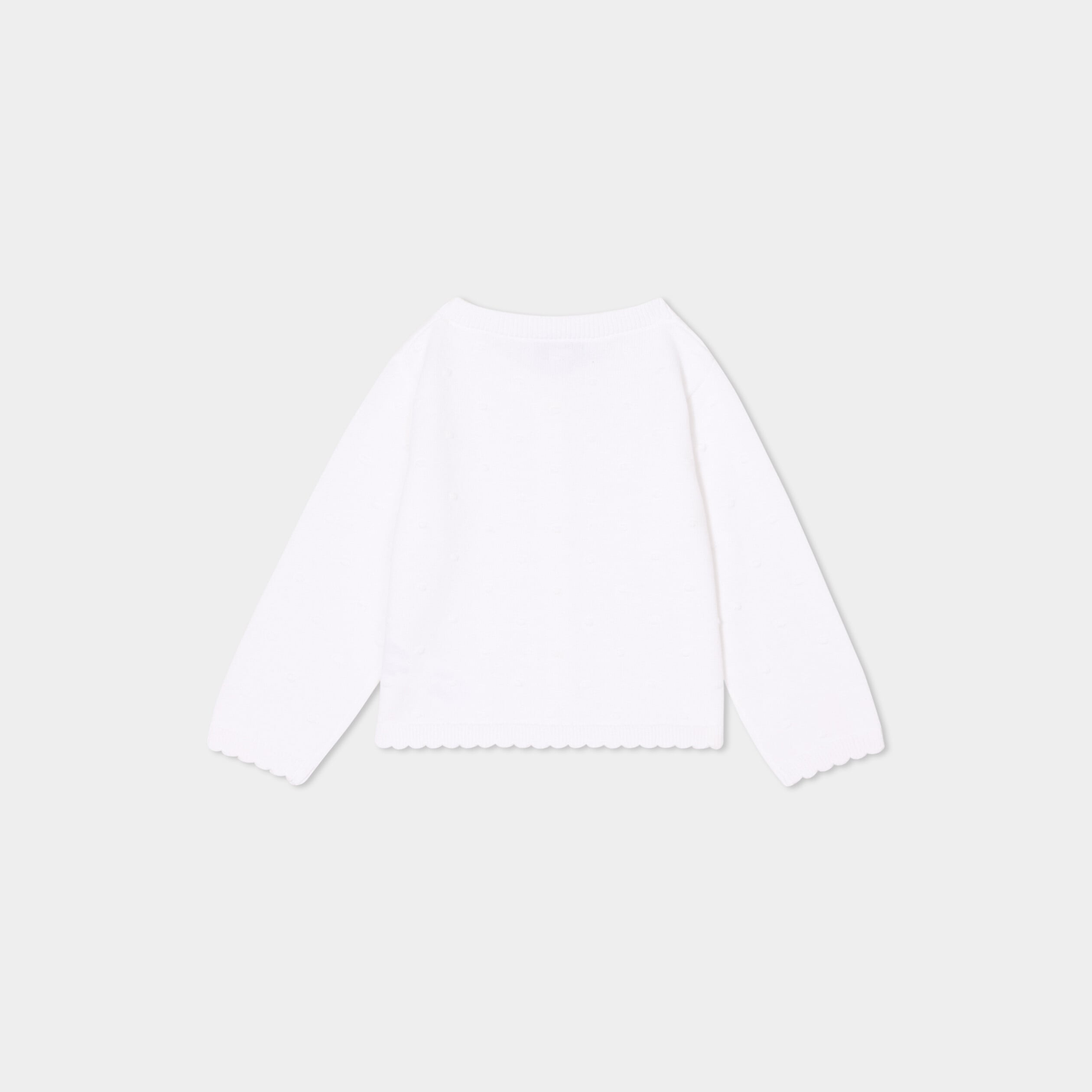 Gilet boutonn&eacute; bord festonn&eacute; coton blanc b&eacute;b&eacute; fille