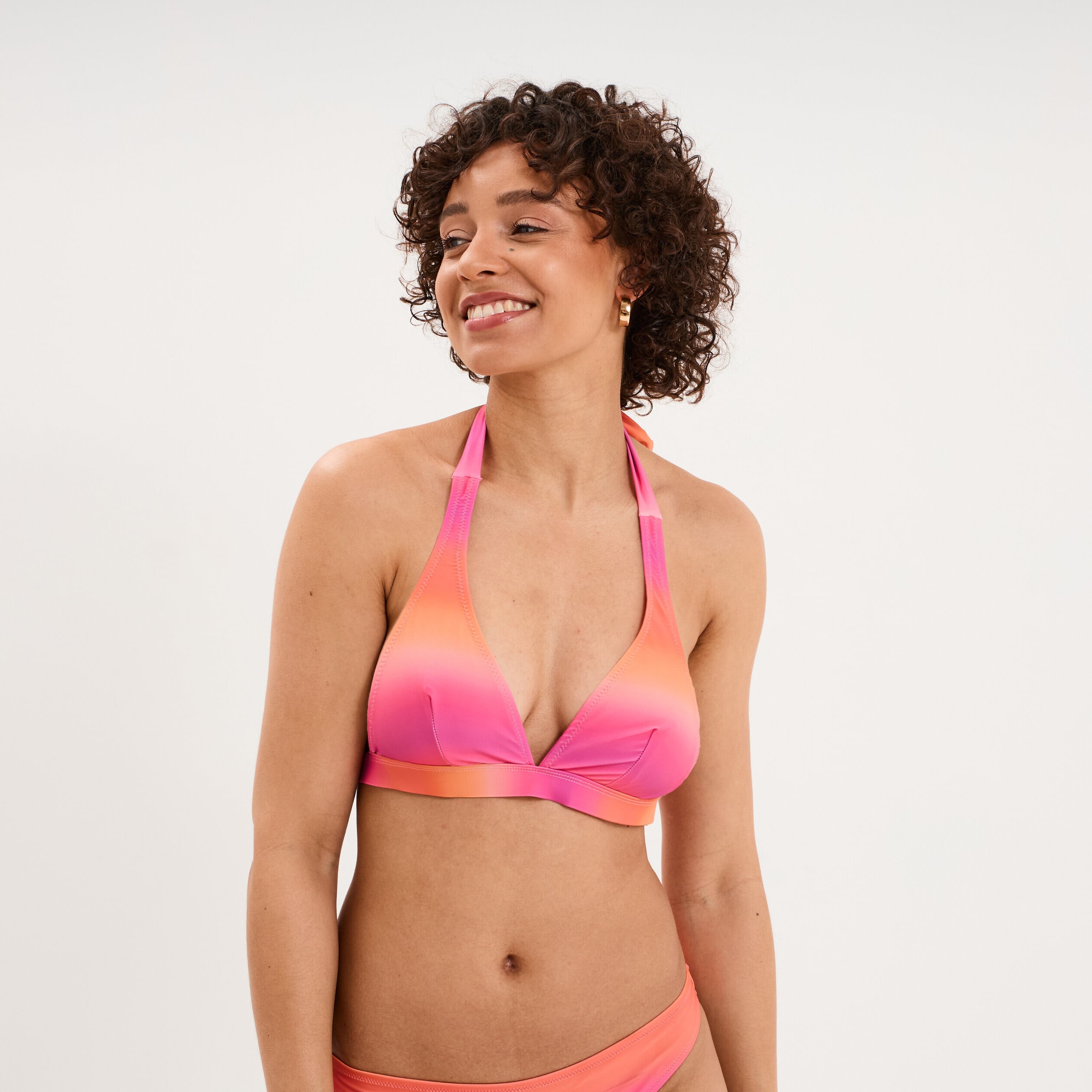 Haut de maillot de bain padd&eacute; orange femme