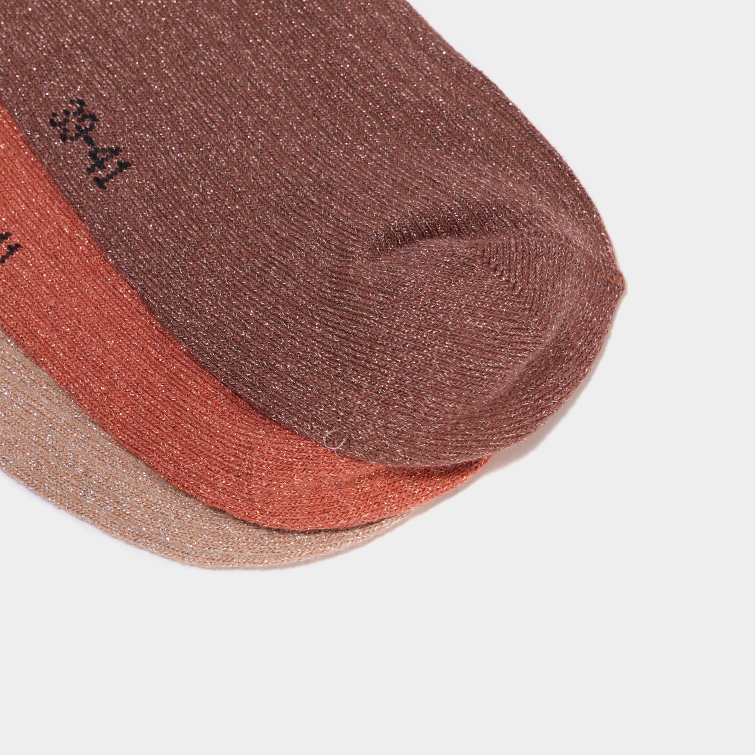 Lot 5 paires chaussettes c&ocirc;tel&eacute;es marron fonc&eacute; femme