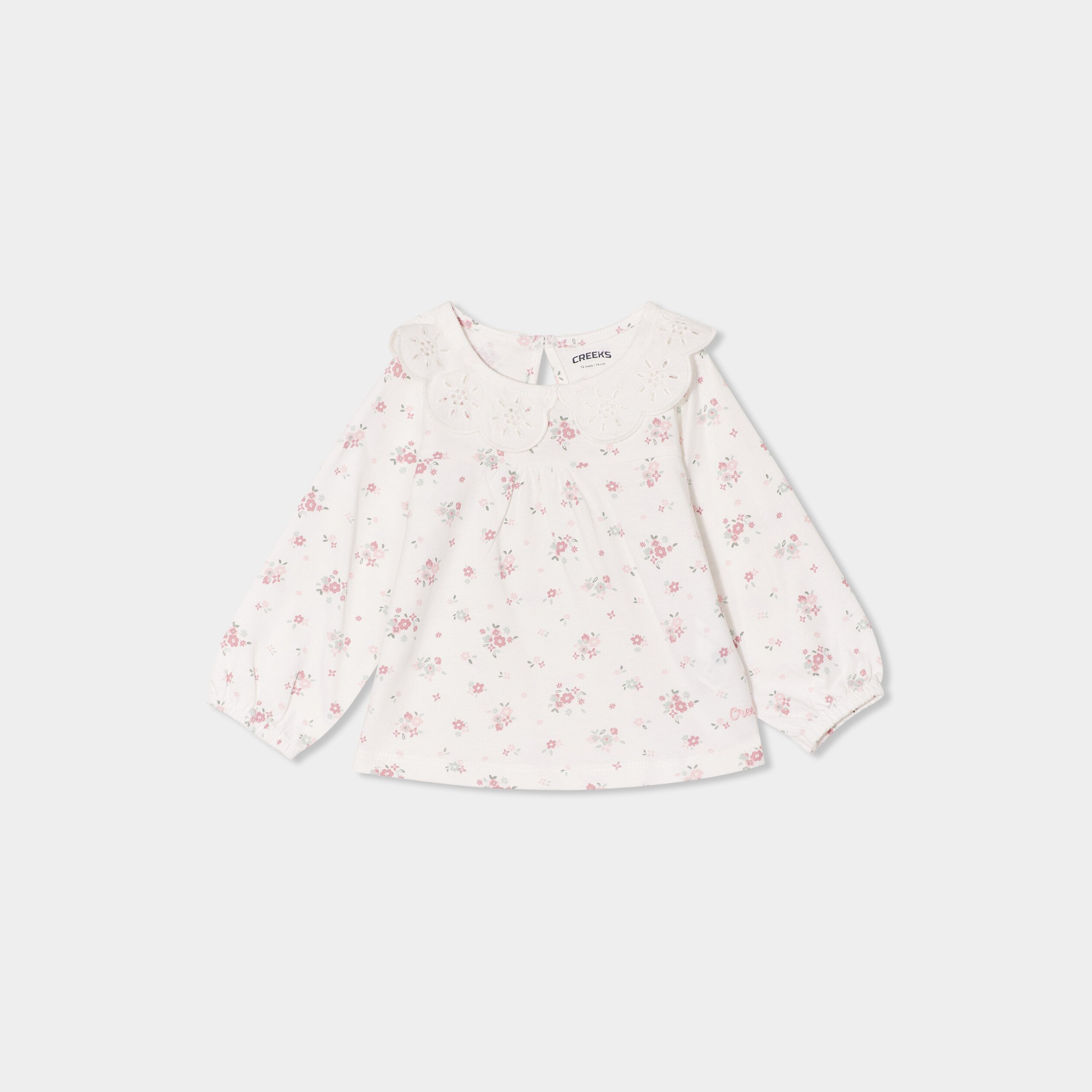 t shirt col claudine broderie anglaise ecru bebef T-shirt col claudine broderie anglaise ecru bébé fille