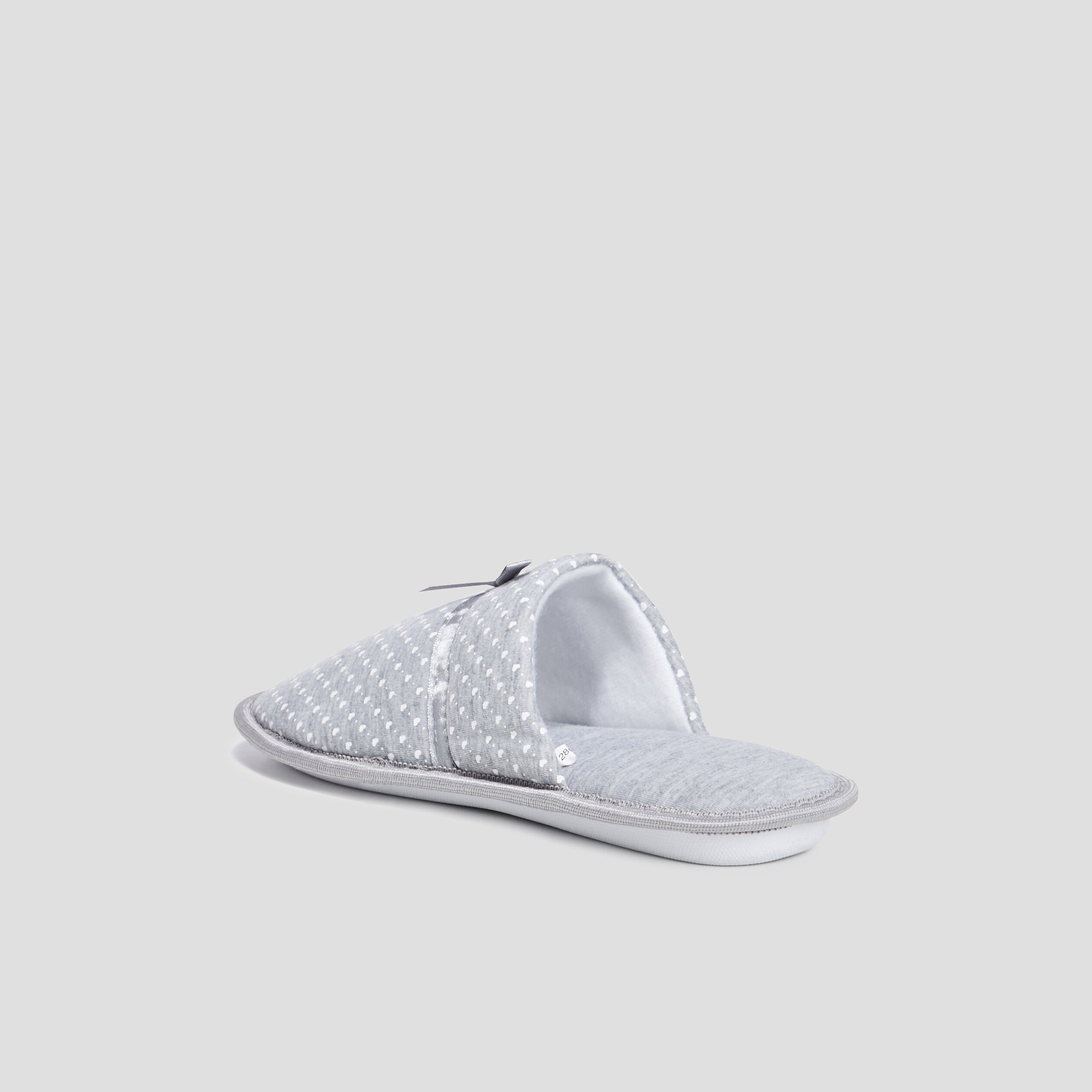 chaussons mules petits coeurs gris femme Chaussons mules petits coeurs gris femme