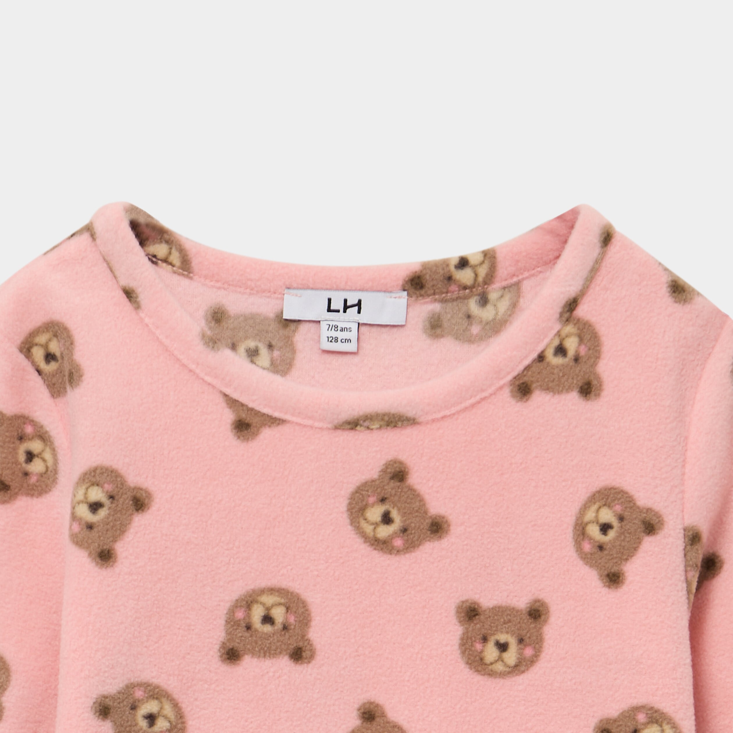 Ensemble pyjama 2 pi&egrave;ces micro polaire vieux rose fille