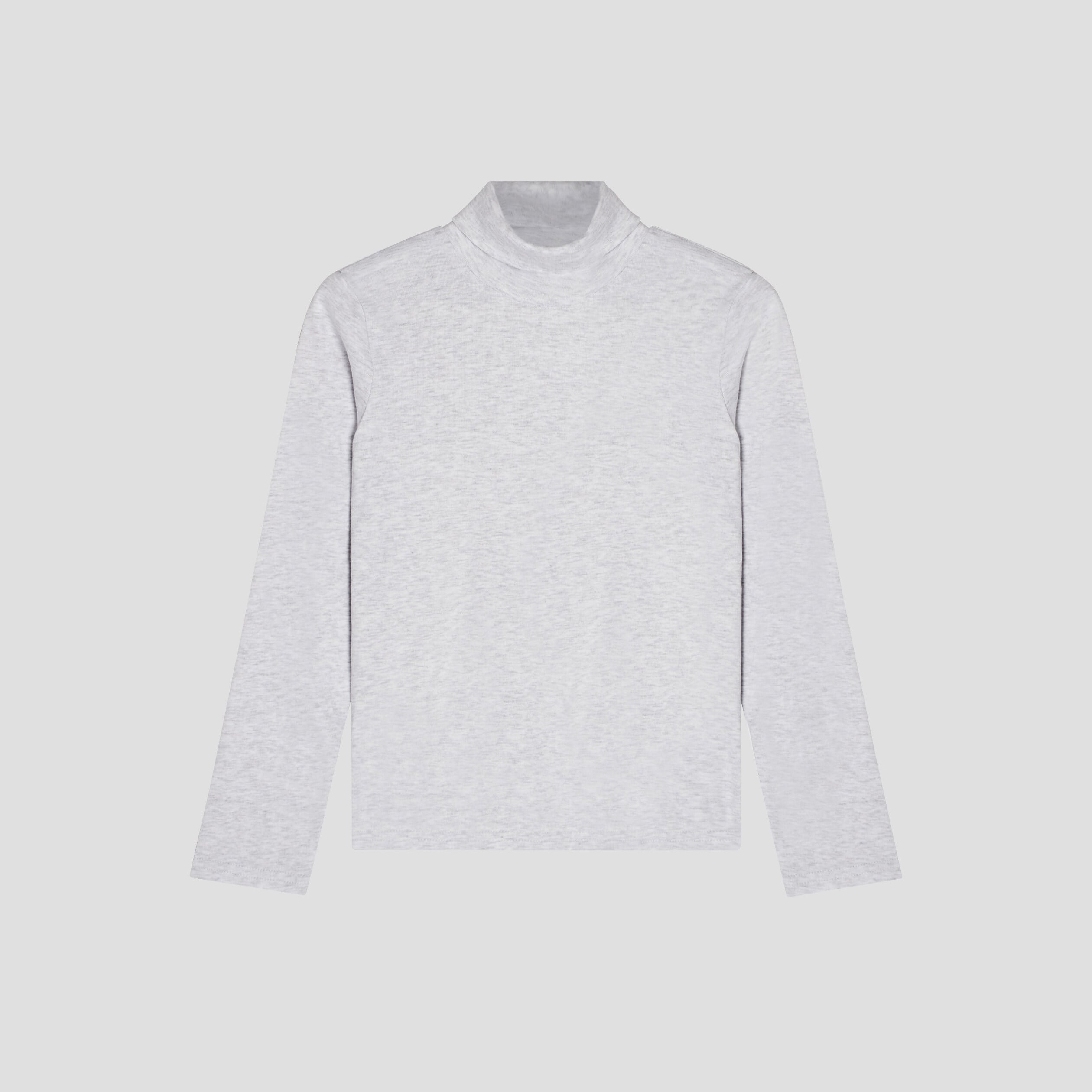 T-shirt coton col roul&eacute; manches longues ecru gar&ccedil;on