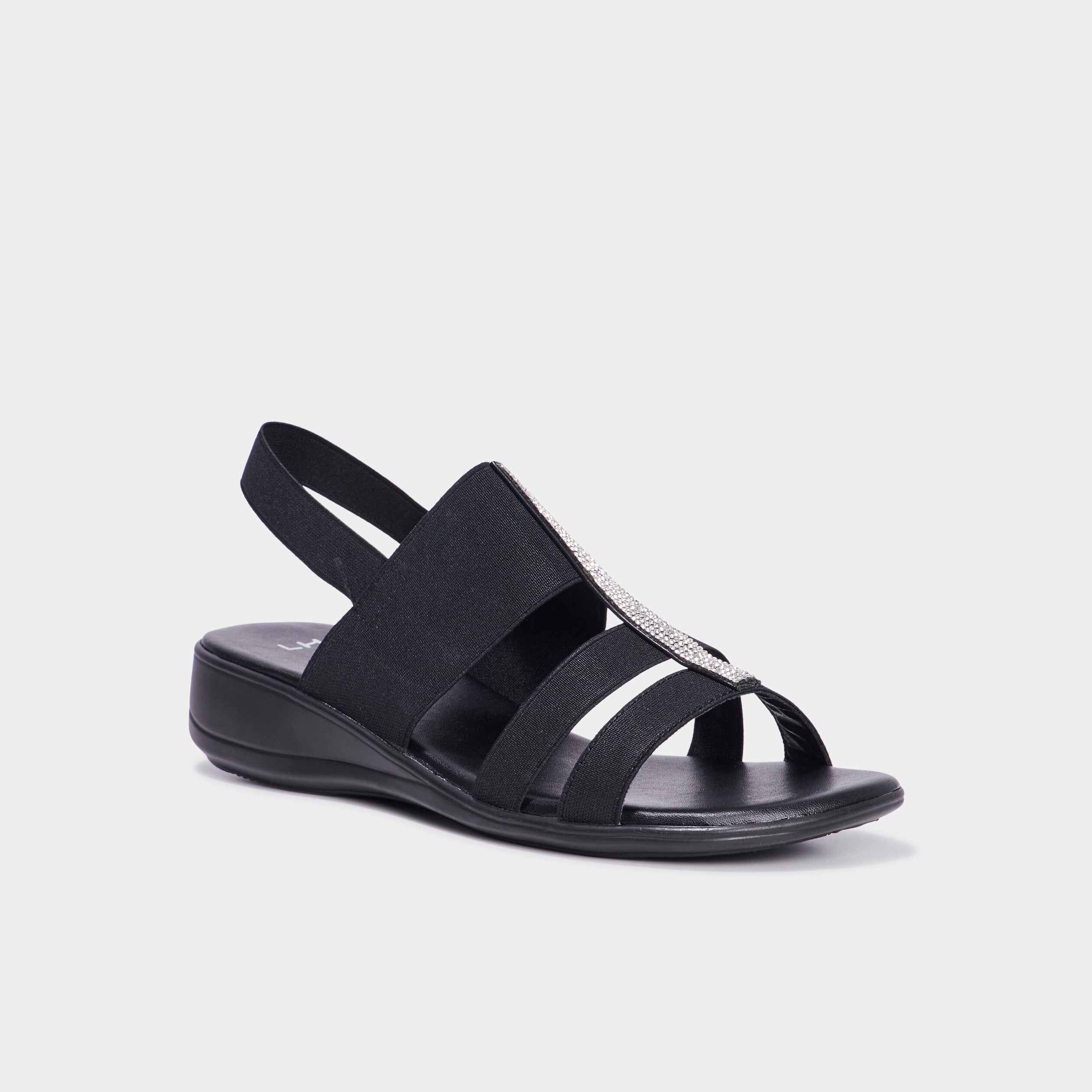 Sandales talons compens&eacute;s noir femme