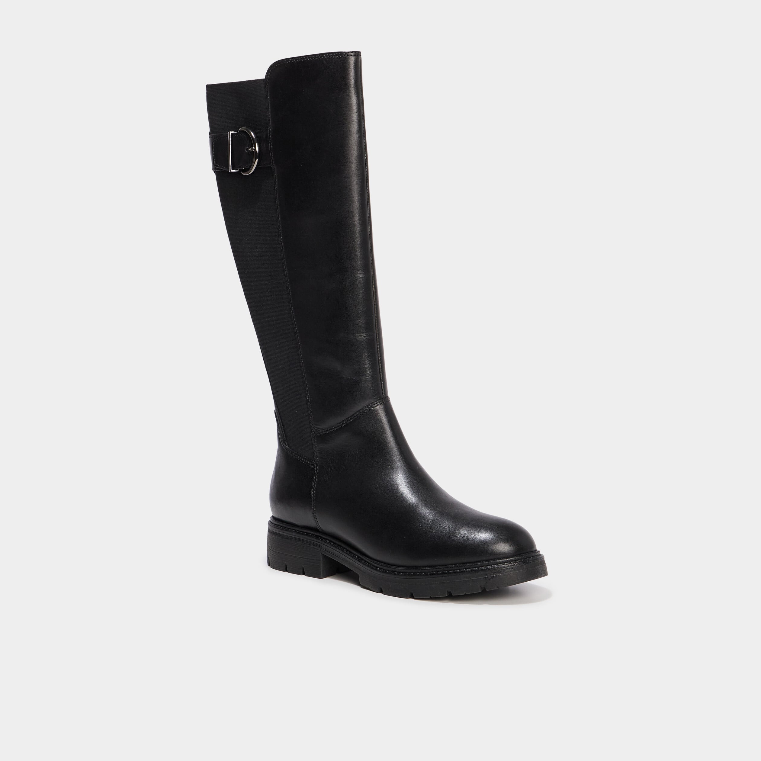 Bottes en cuir avec boucles noir femme