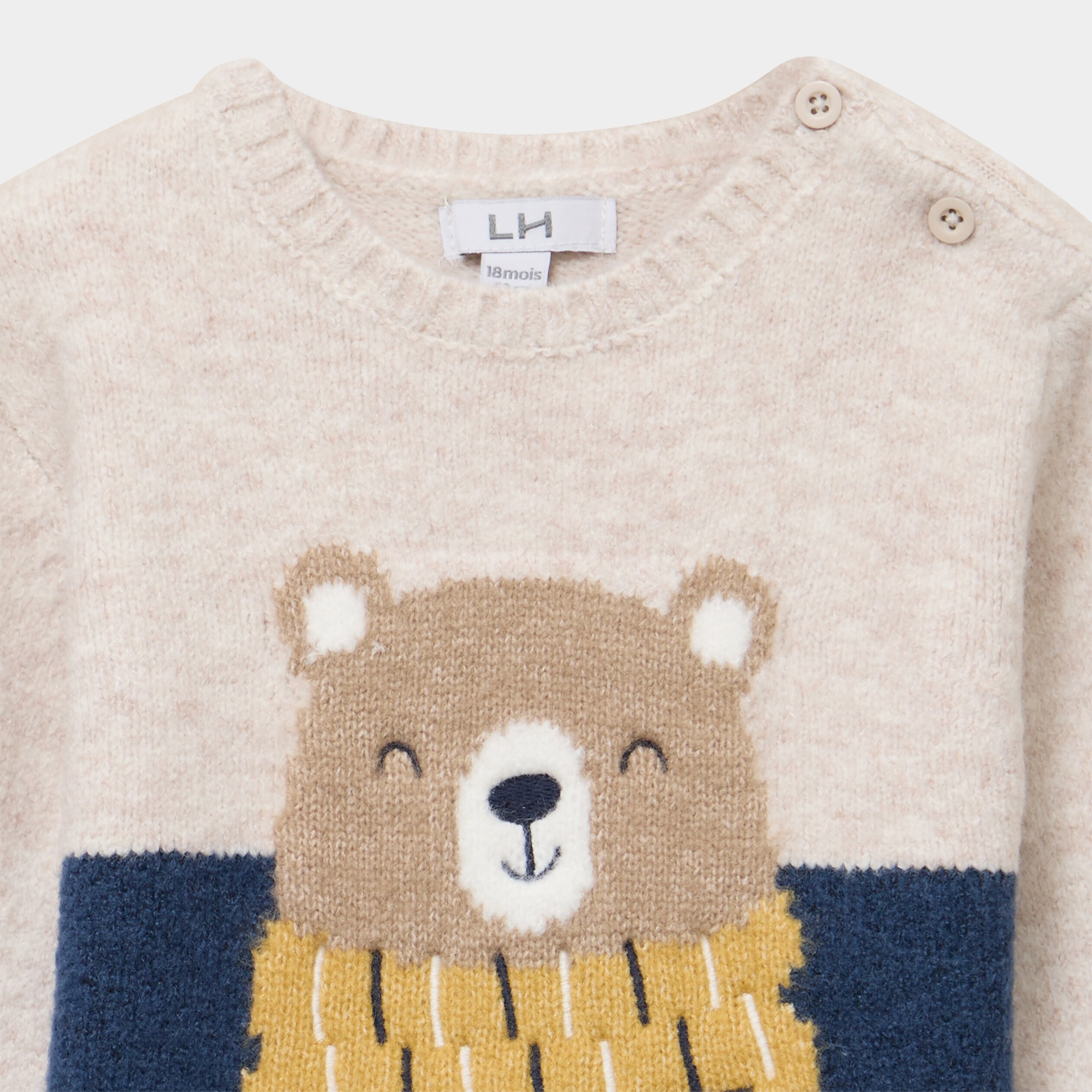 Pull col rond manches longues bleu marine b&eacute;b&eacute; gar&ccedil;on