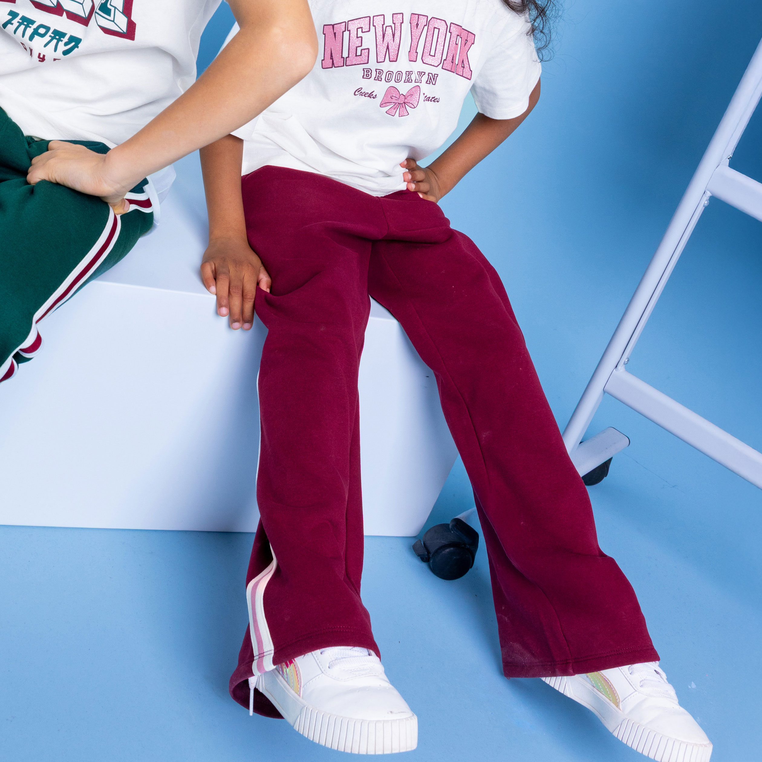 Pantalon de jogging large bordeaux fille