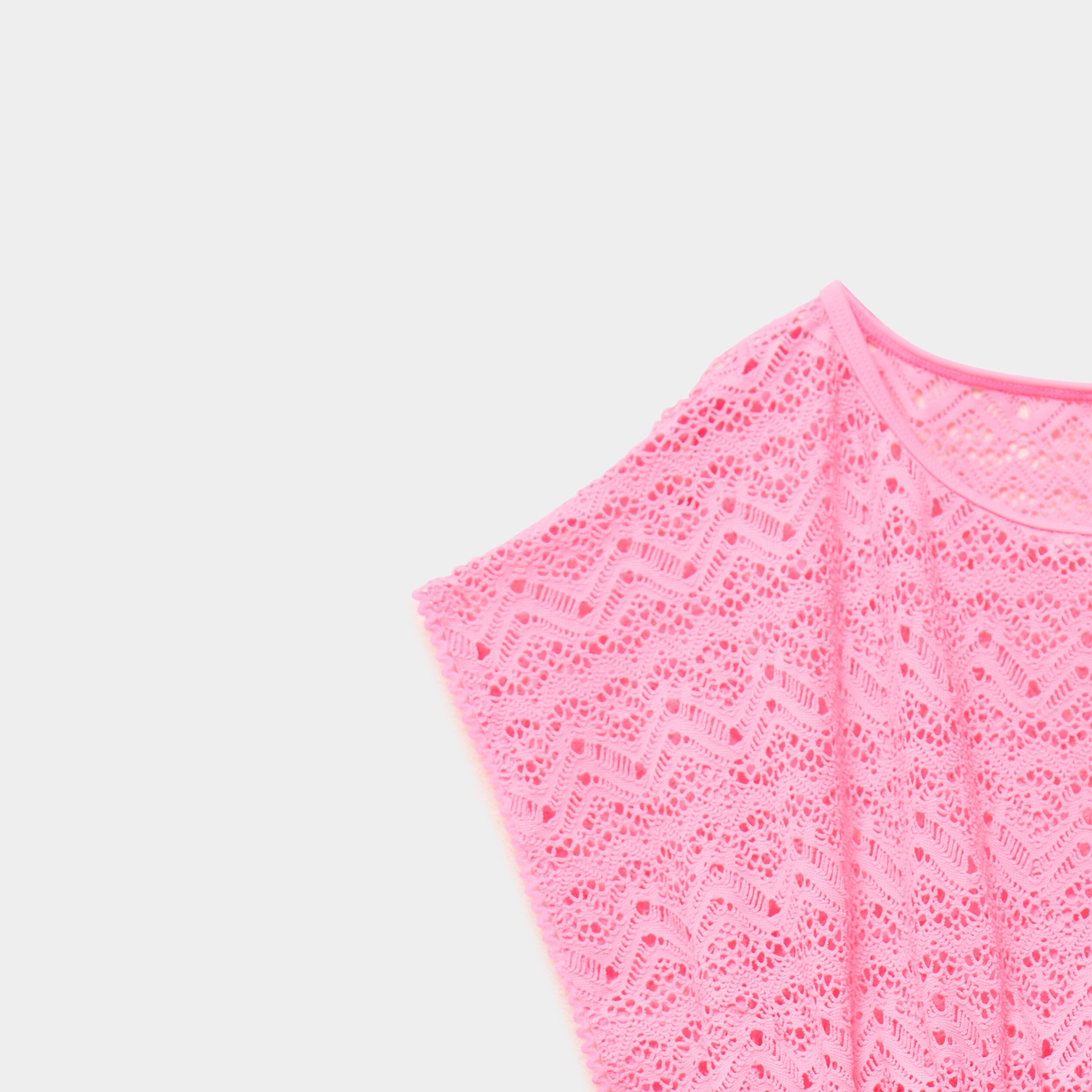 Robe de plage ajour&eacute;e rose fluo fille